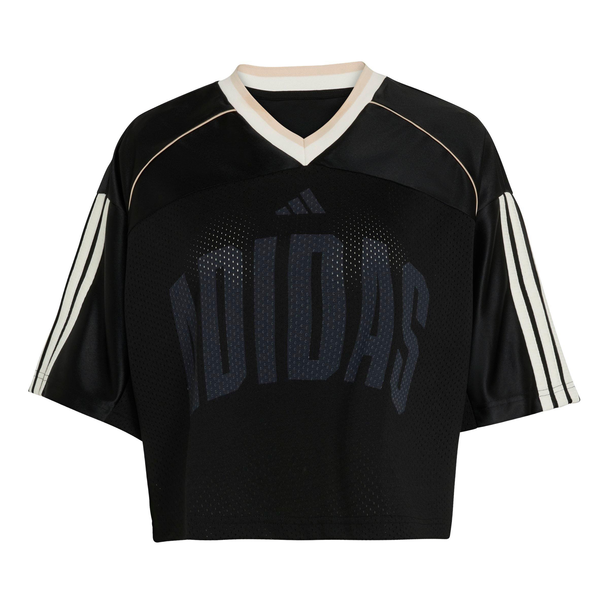 adidas Women's Stadium Mesh Crop Tee - BLACK/WHITE Thumbnail View 6