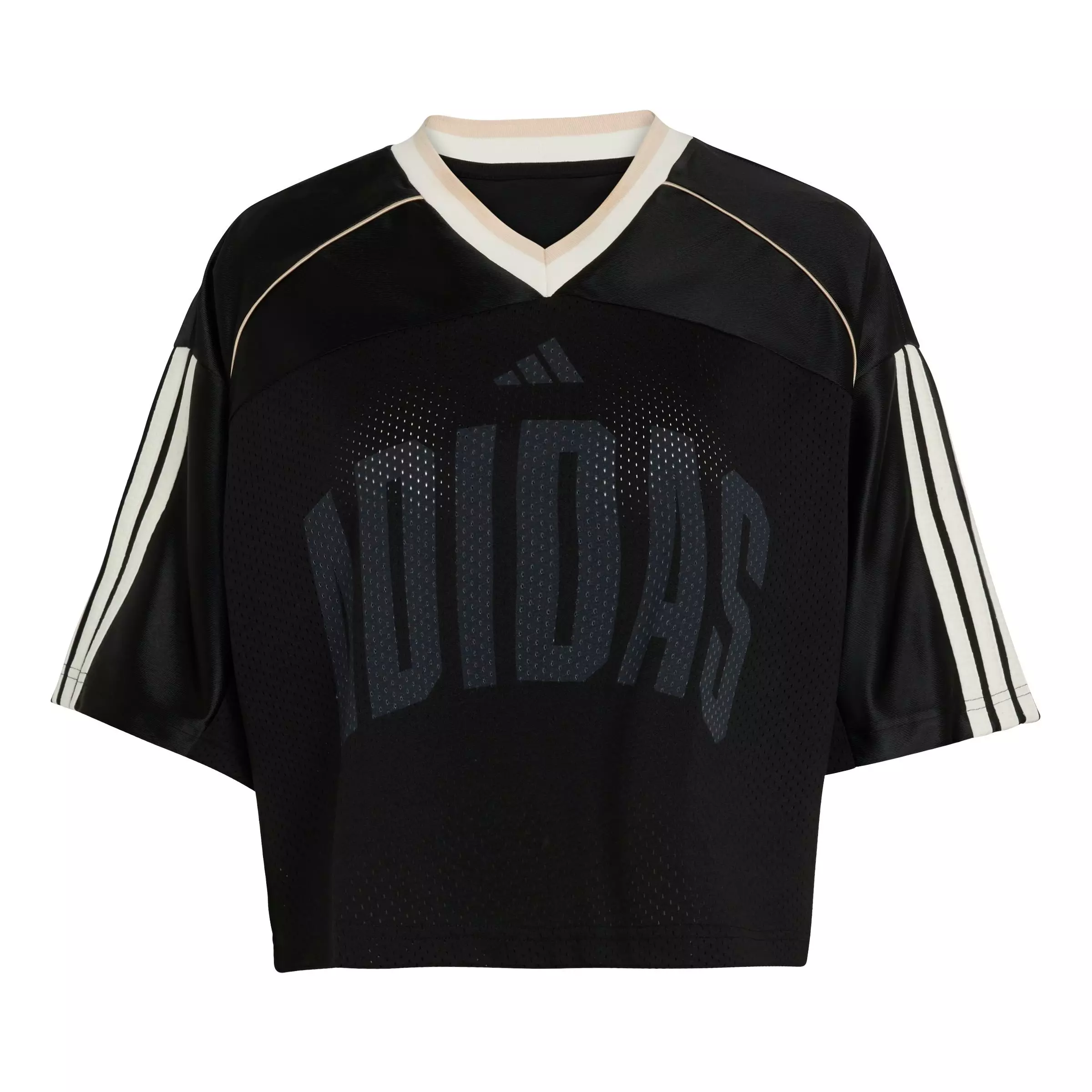 adidas Women's Stadium Mesh Crop Tee - BLACK/WHITE
