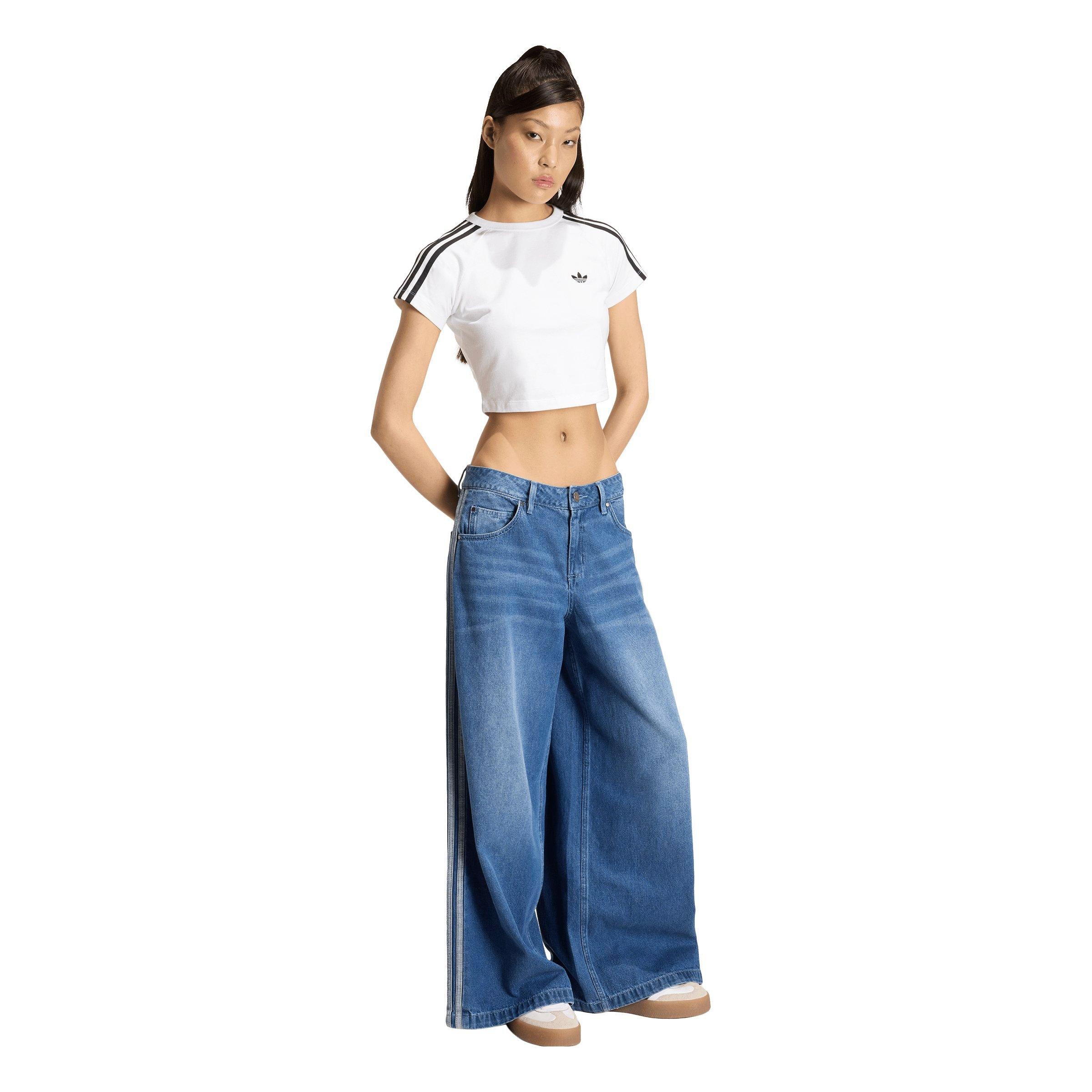 adidas Originals Women's Adicolor SST Baby Tee - WHITE/BLACK Thumbnail View 5