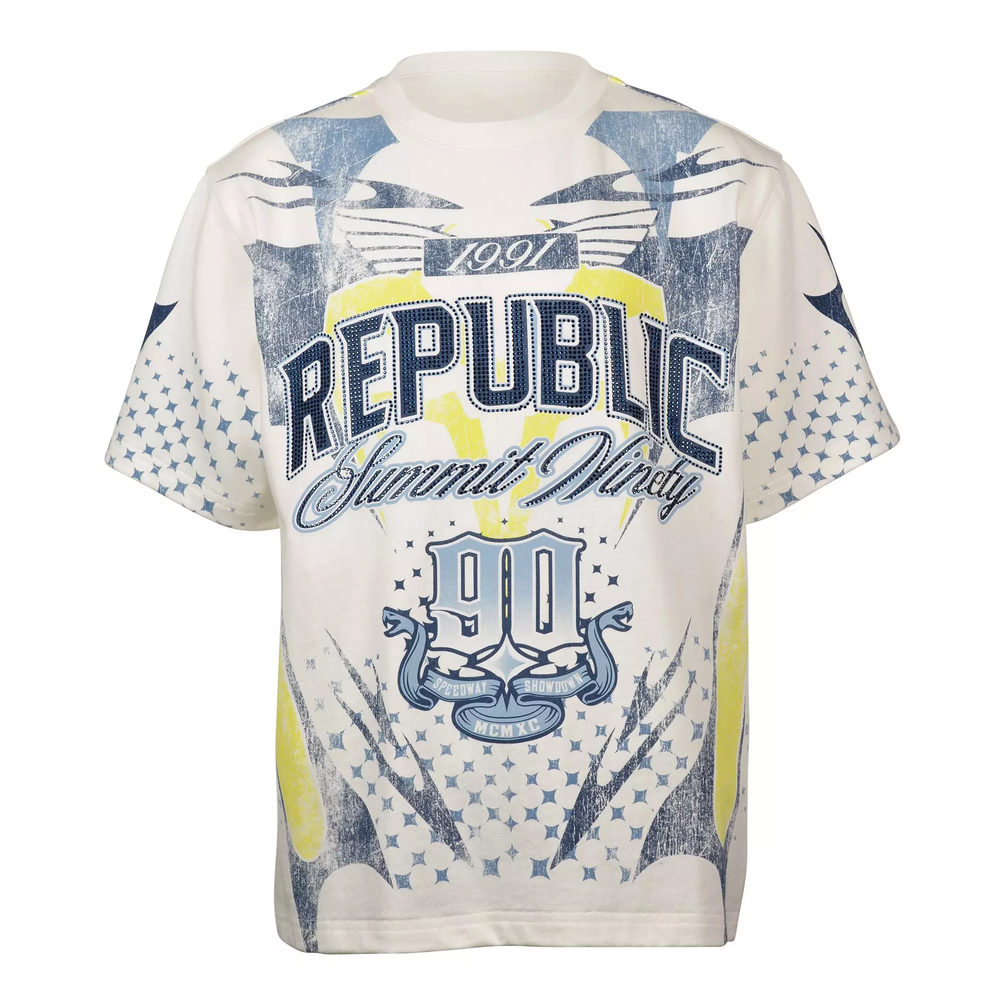 Smoke Rise Big Boys' Republic Tee - CAROLINA BLUE/WHITE