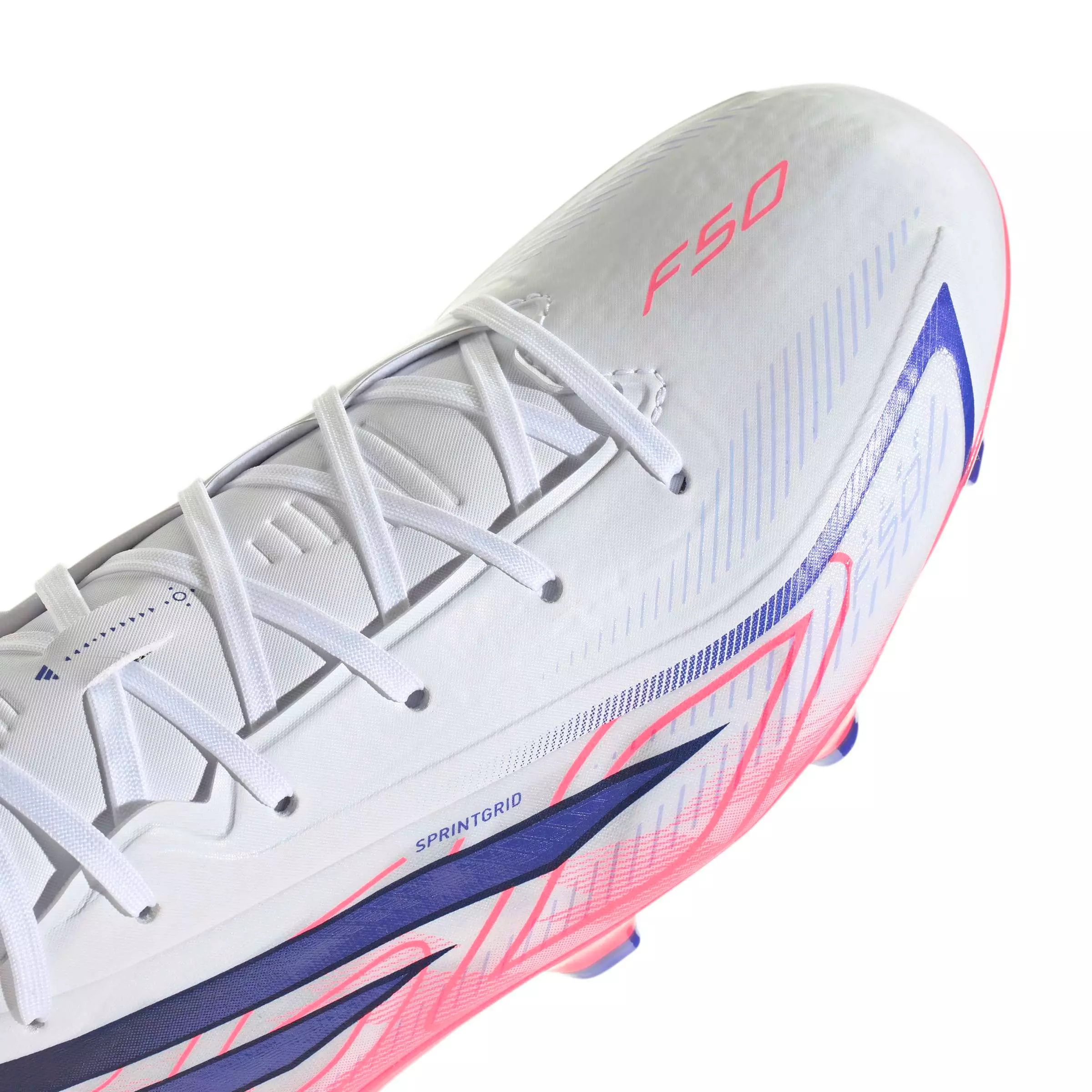adidas F50 Hyperfast League FG "Solar Turbo" Men's Soccer Cleat - CLOUD WHITE/SOLAR PURPLE/SOLAR TURBO