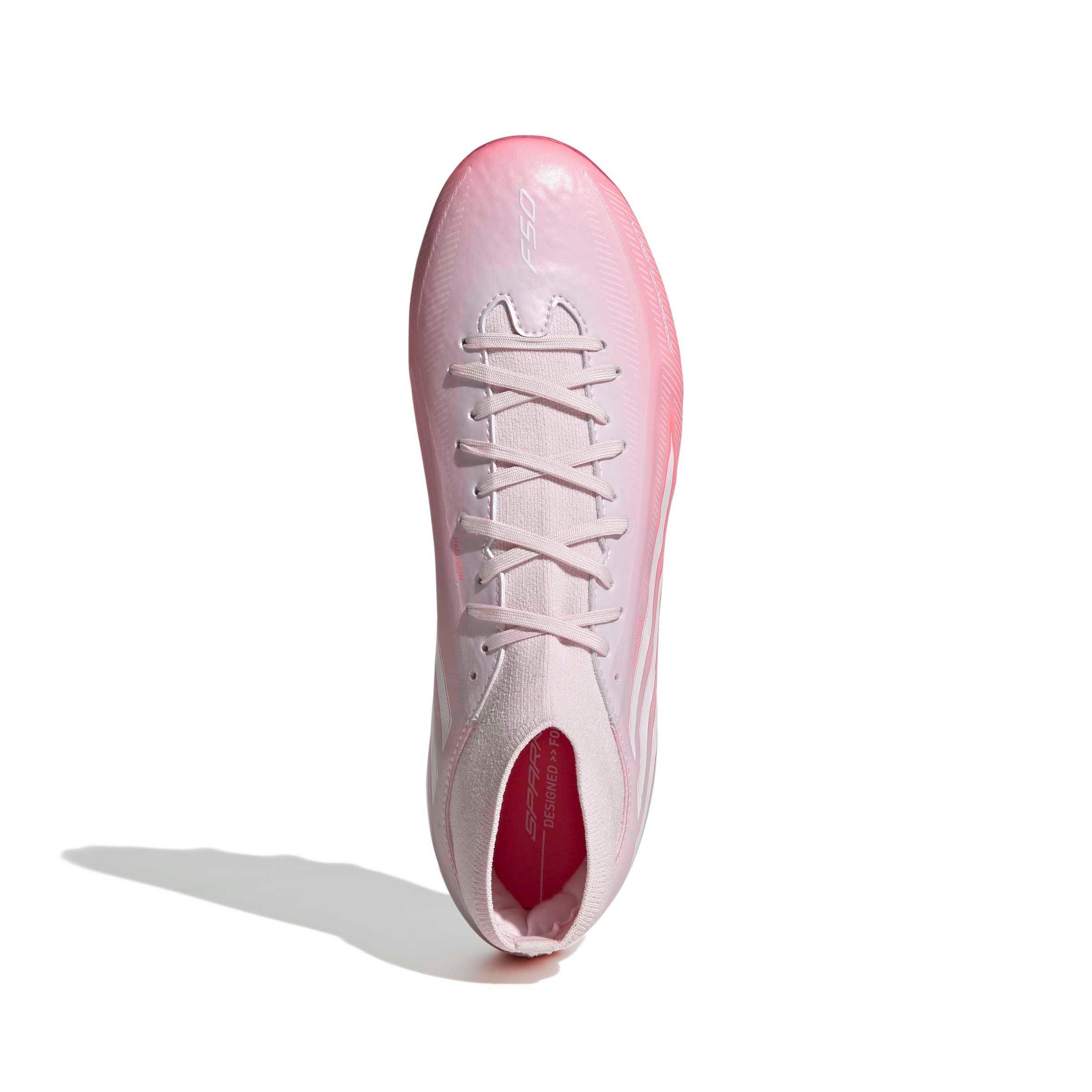 adidas F50 Sparkfusion League FG/AG "Solar Turbo/White/Distilled Pink" Women's Soccer Cleat - WHITE/PINK Thumbnail View 3