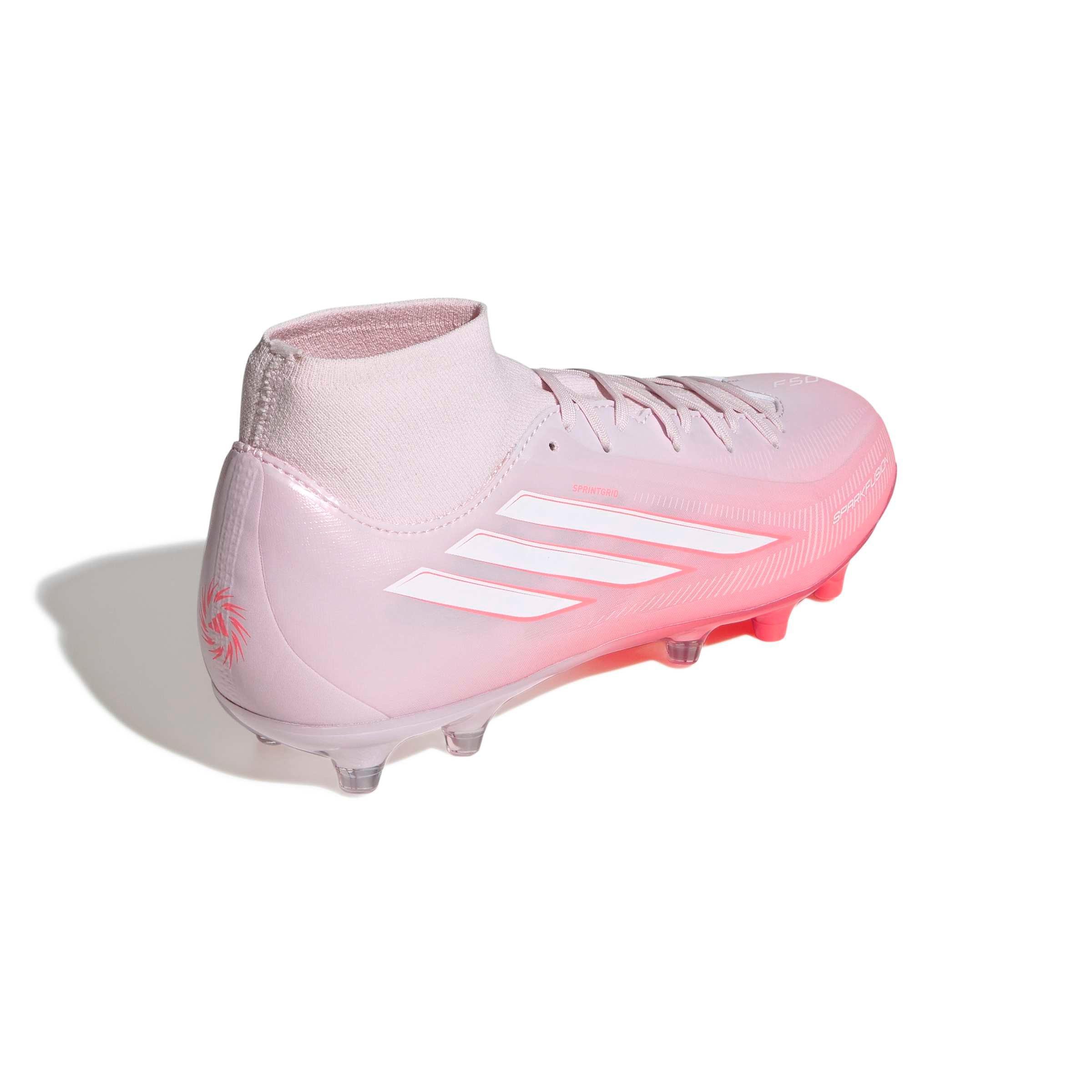adidas F50 Sparkfusion League FG/AG "Solar Turbo/White/Distilled Pink" Women's Soccer Cleat - WHITE/PINK Thumbnail View 6