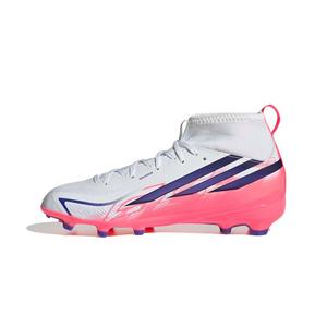 adidas F50 Hyperfast League Mid FG "Solar Turbo" Grade School Kids' Soccer Cleat - CLOUD WHITE/SOLAR PURPLE/SOLAR TURBO