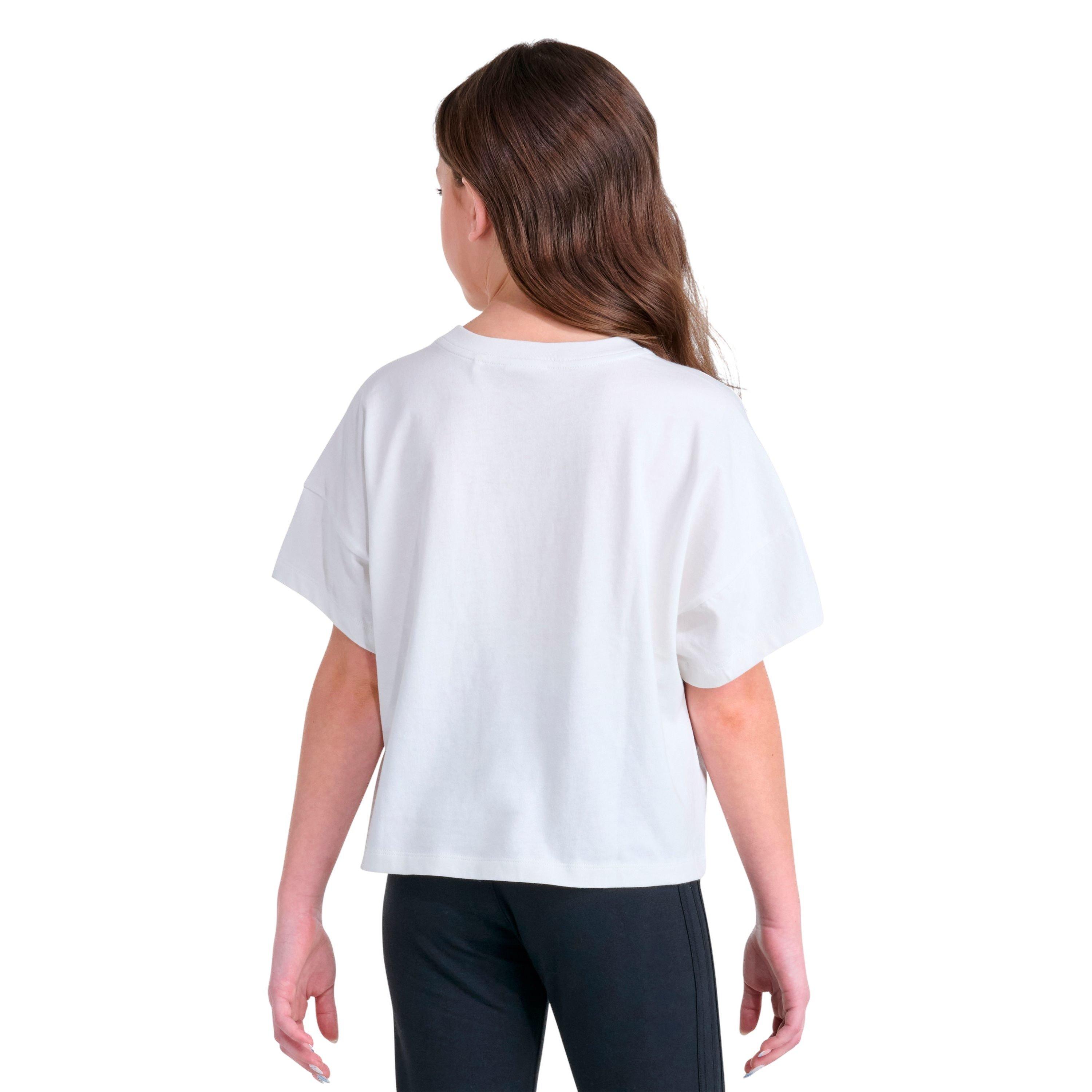 adidas Big Girls' Trefoil Cheetah Tee - WHITE