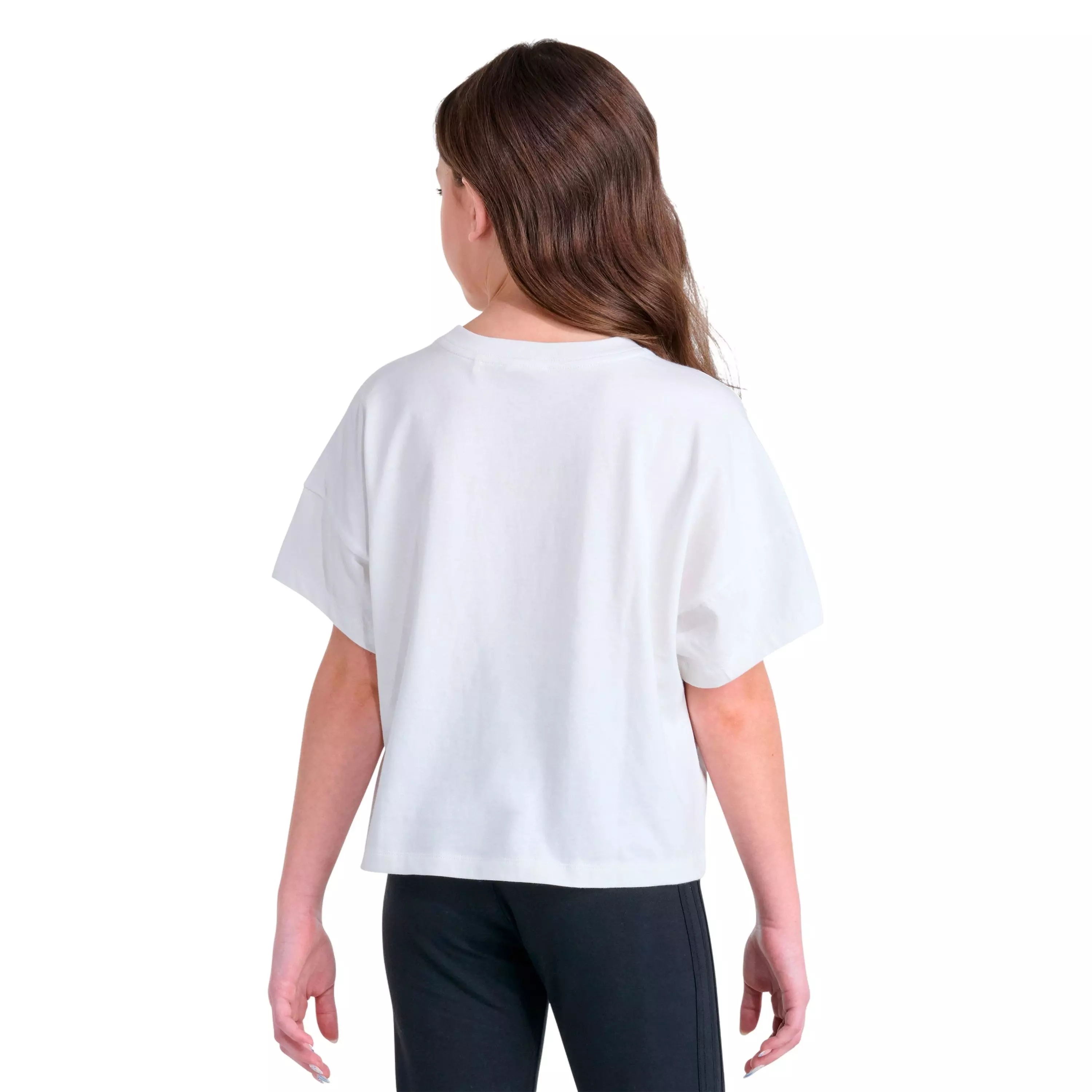 adidas Big Girls' Trefoil Cheetah Tee - WHITE