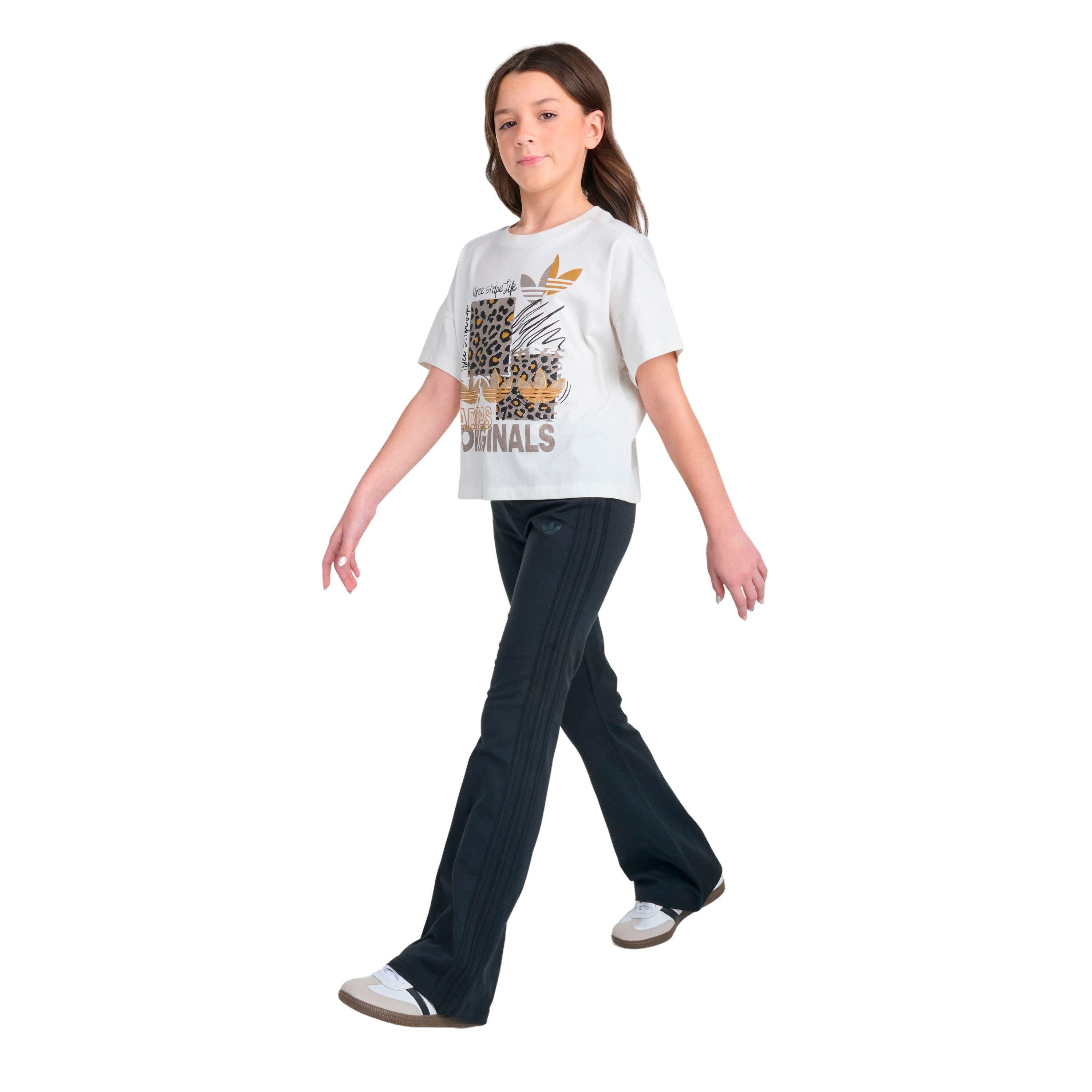 adidas Big Girls' Trefoil Cheetah Tee - WHITE