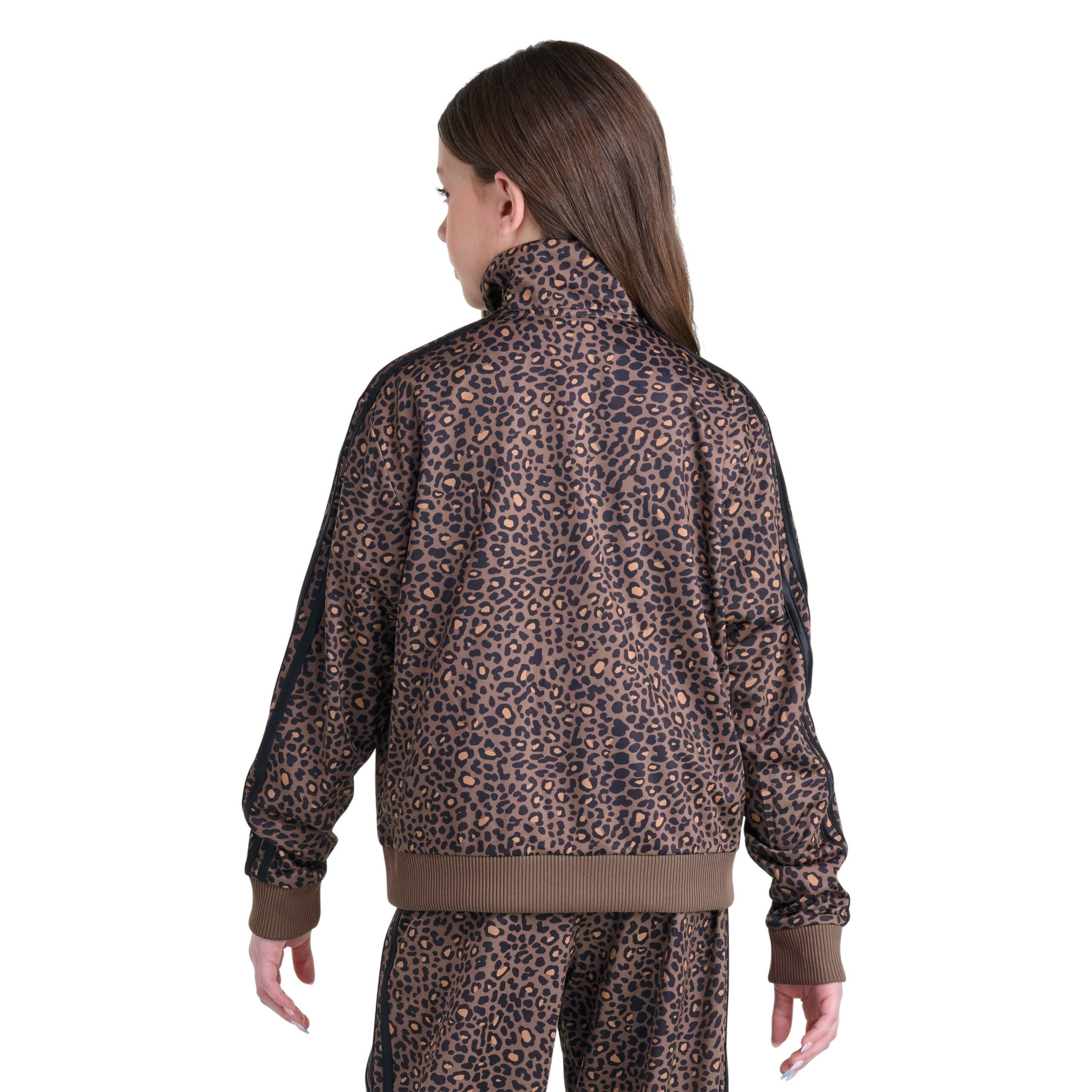 adidas Big Girls' Firebird Cheetah Jacket - BROWN/BLACK