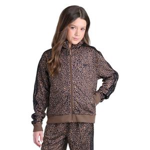 adidas Big Girls' Firebird Cheetah Jacket - BROWN/BLACK