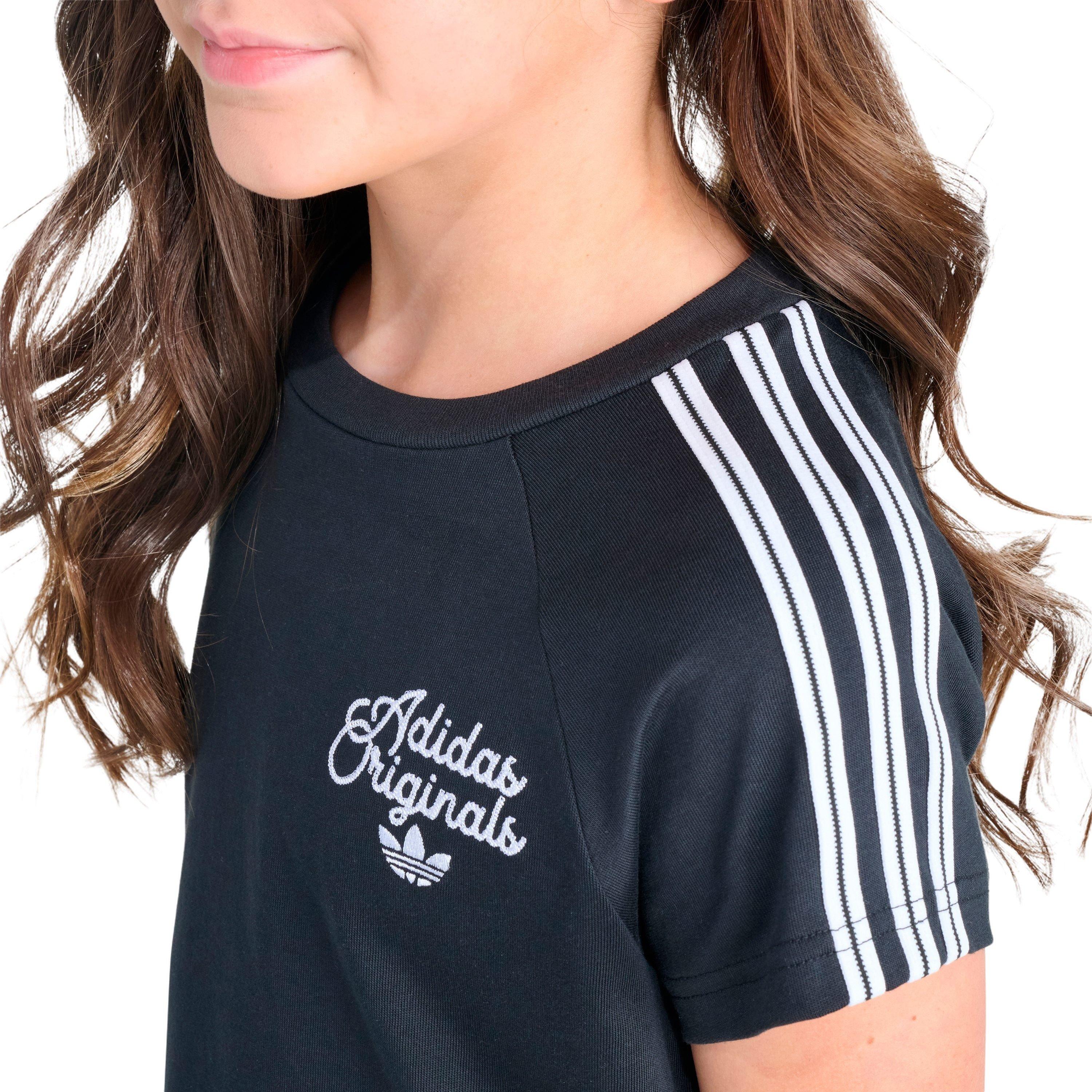 adidas Big Girls' Sport 3-Stripe Tee - BLACK