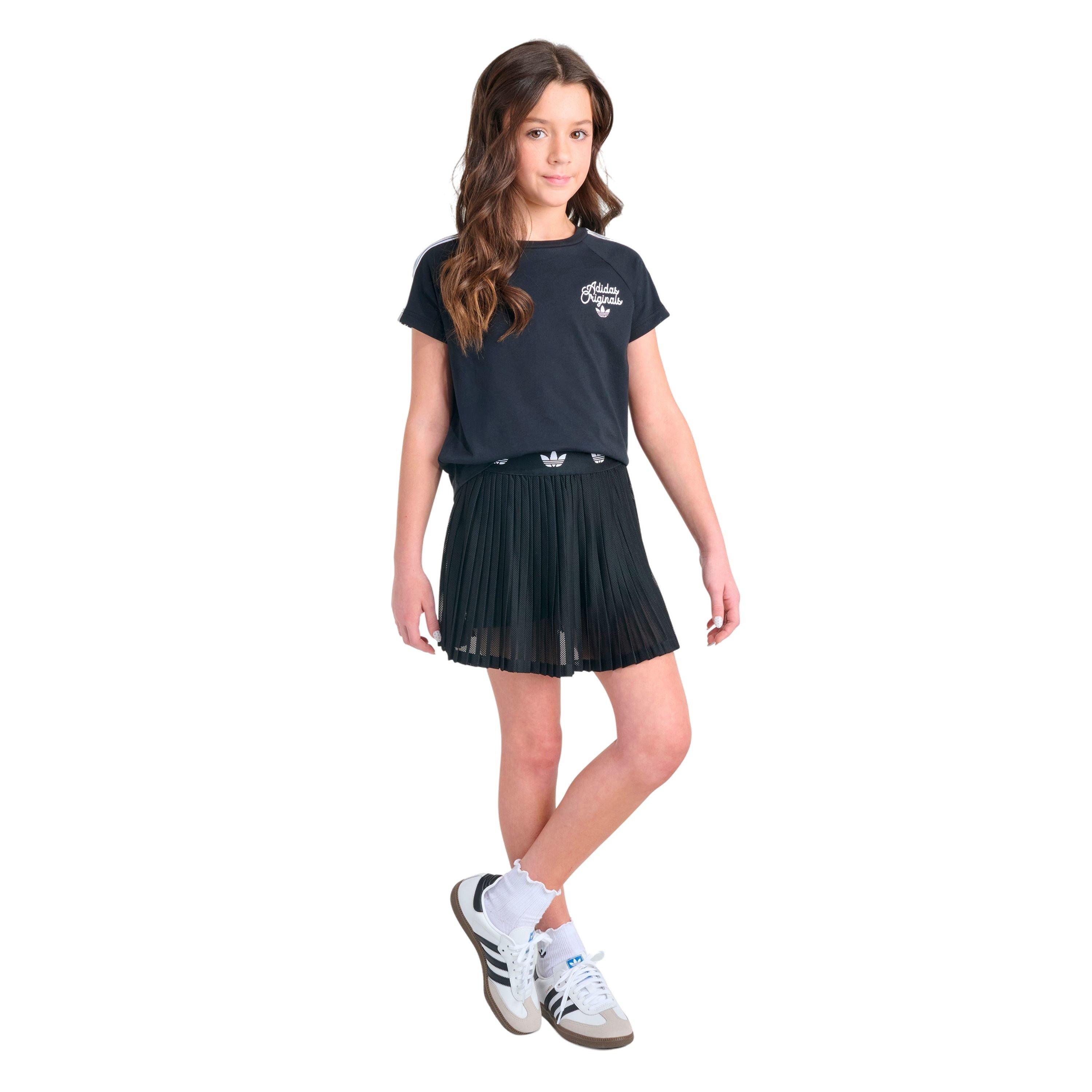 adidas Big Girls' Sport 3-Stripe Tee - BLACK