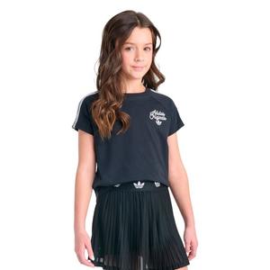 adidas Big Girls' Sport 3-Stripe Tee - BLACK