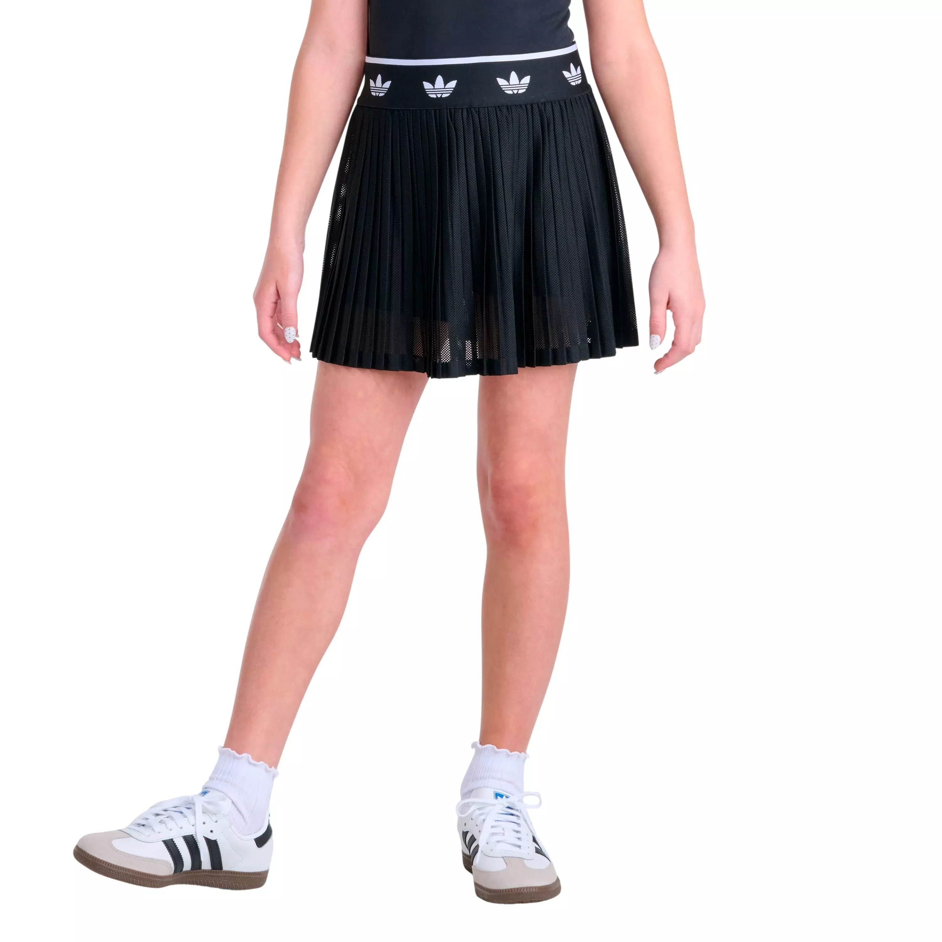 adidas Big Girls' Trefoil Printed Mesh Skort - BLACK