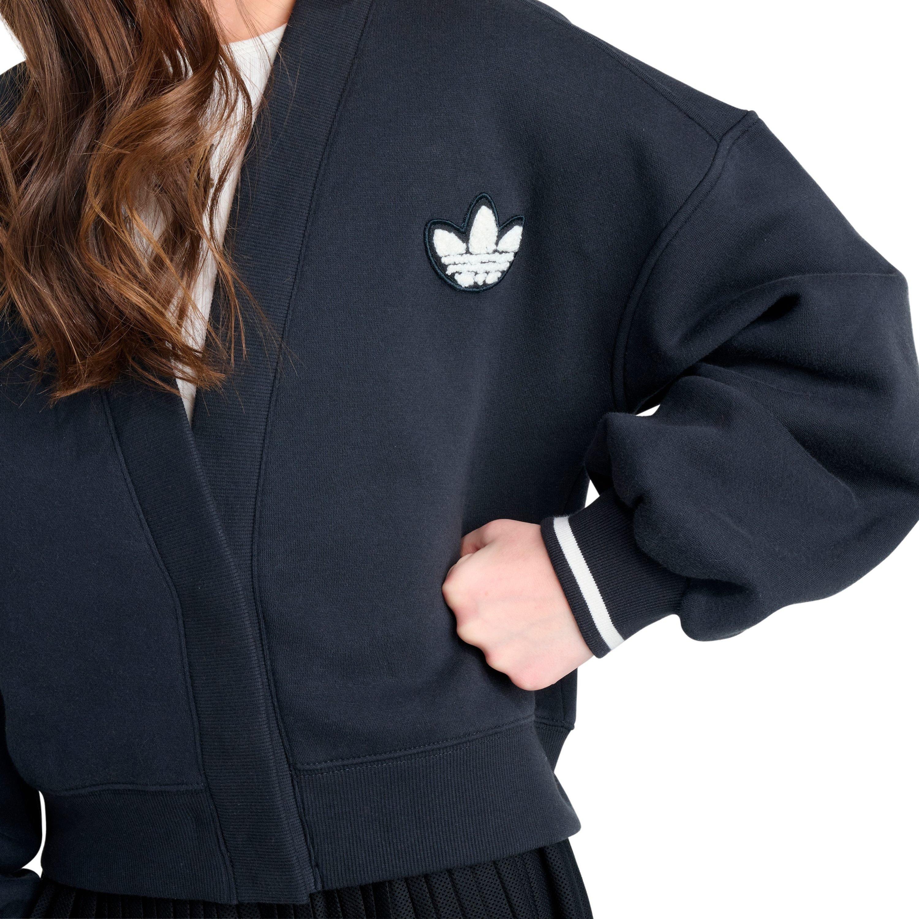 adidas Big Girls' Varsity Cardigan - BLACK
