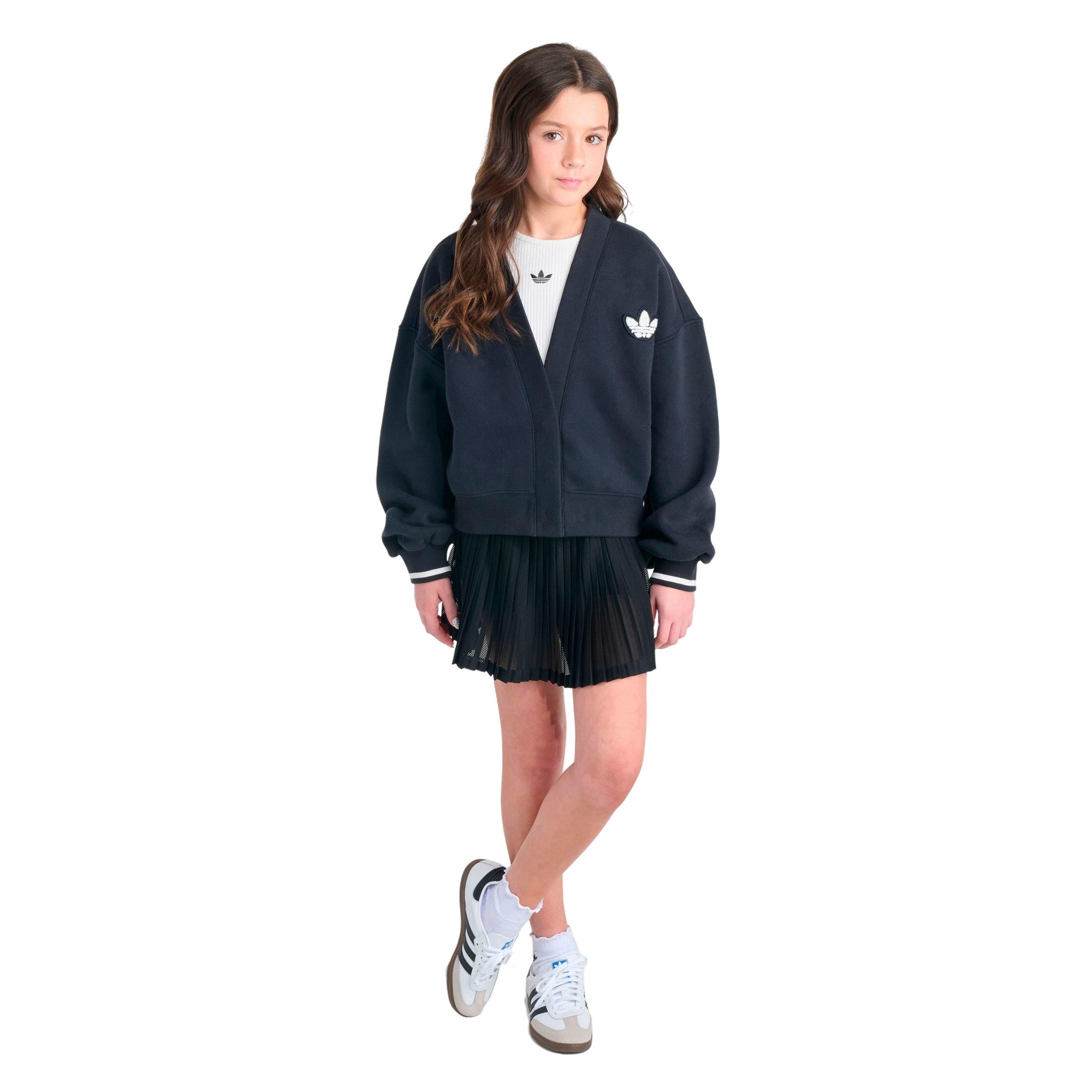 adidas Big Girls' Varsity Cardigan - BLACK
