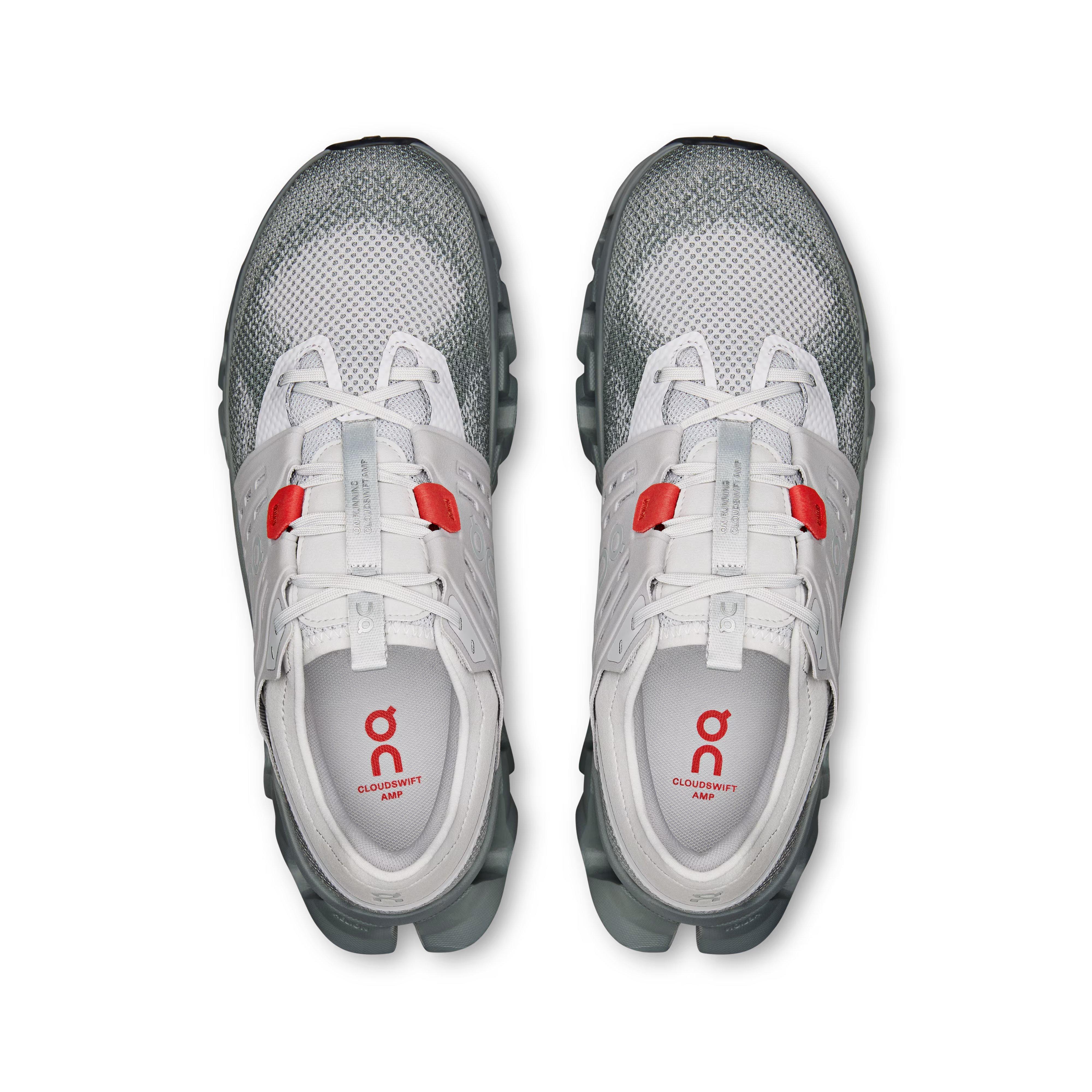 On Cloudswift Amp "Glacier/Apollo" Men's Shoe - GREY/RED Thumbnail View 6