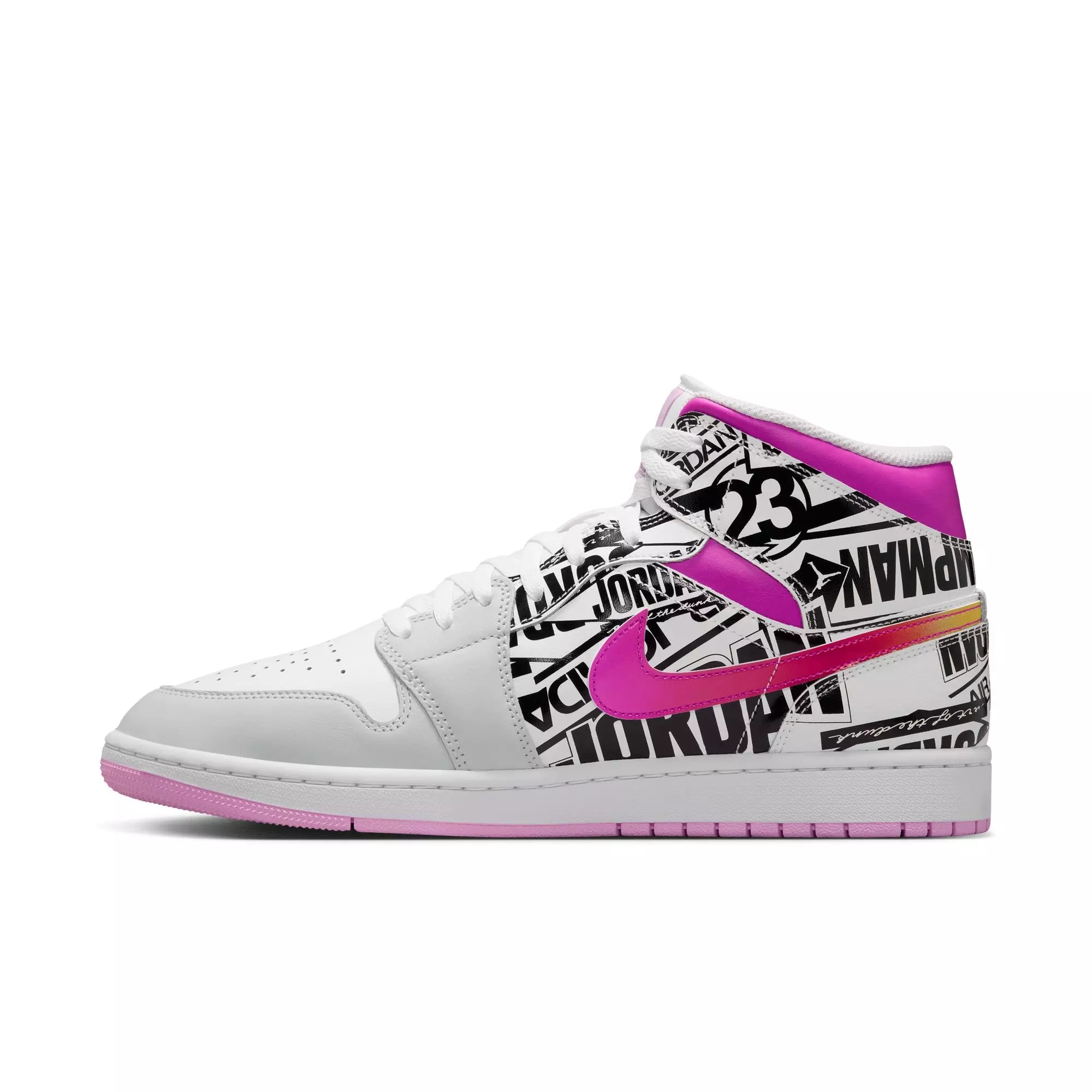 Jordan 1 Mid SE "Off White/Fire Pink/University Red" Men's Shoe - OFF-WHITE/RED
