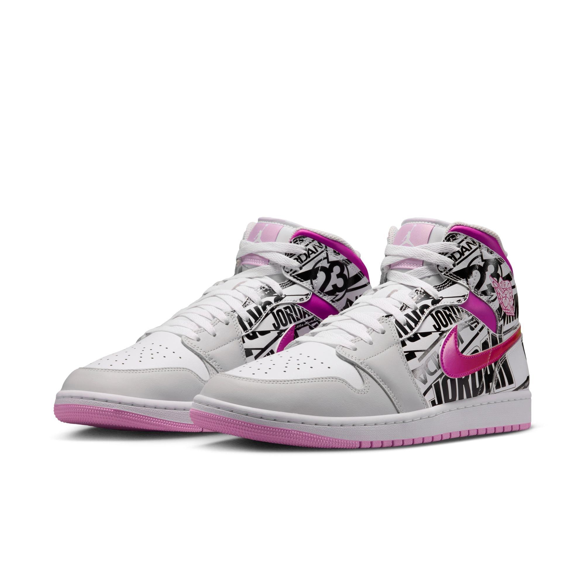 Jordan 1 Mid SE "Off White/Fire Pink/University Red" Men's Shoe - OFF-WHITE/RED