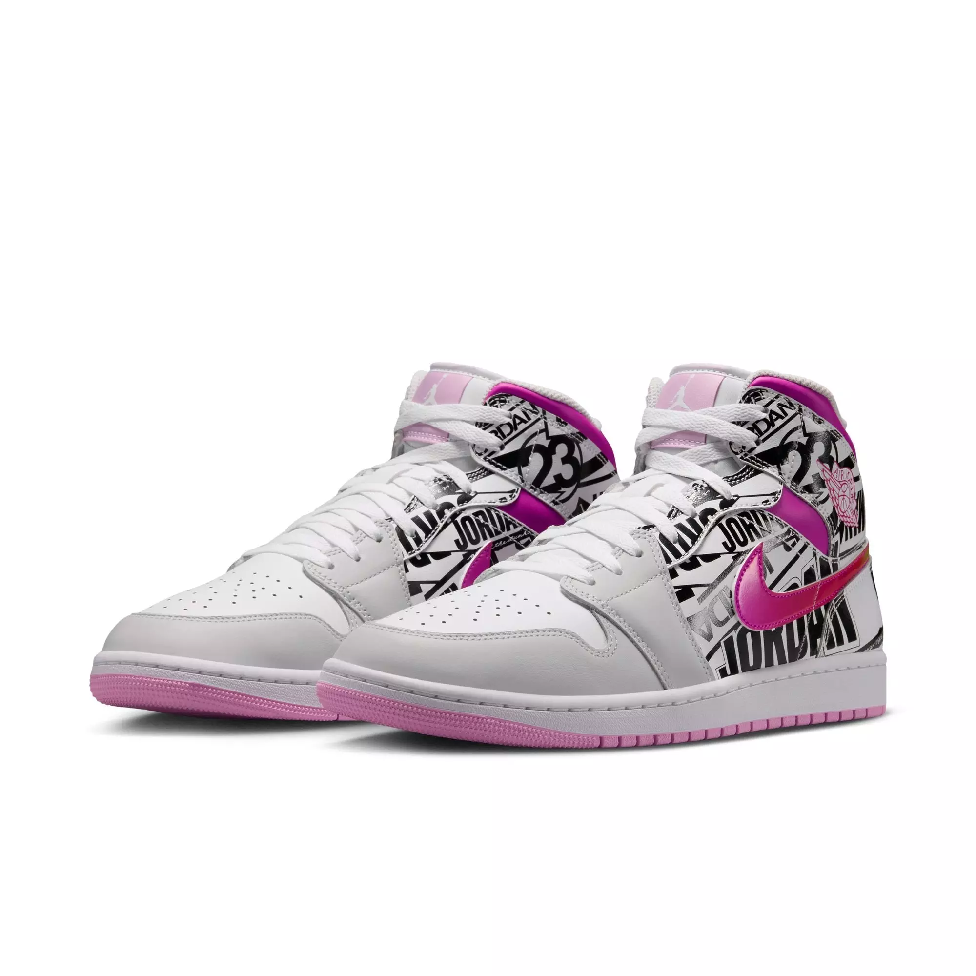 Jordan 1 Mid SE "Off White/Fire Pink/University Red" Men's Shoe - OFF-WHITE/RED
