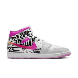 Jordan 1 Mid SE "Off White/Fire Pink/University Red" Men's Shoe - OFF-WHITE/RED