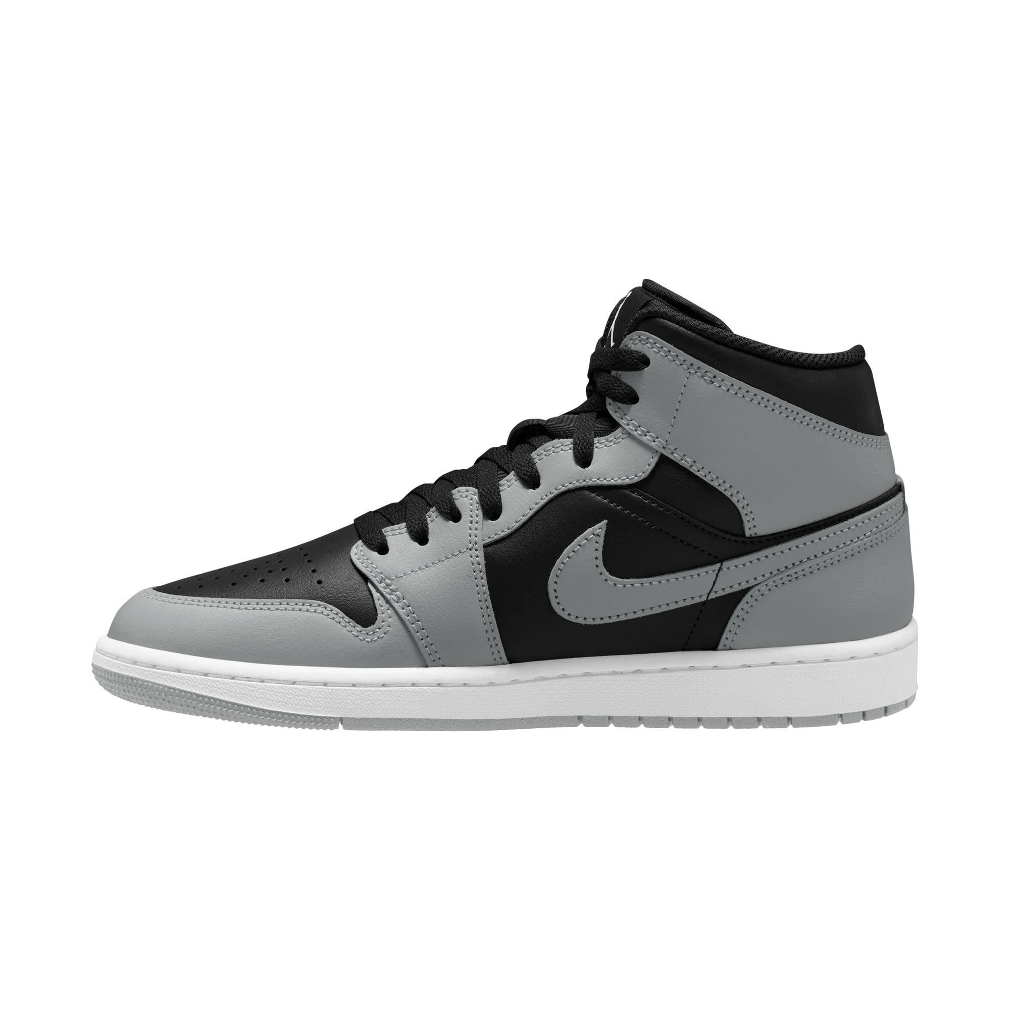 Jordan 1 Mid "Lt Smoke Grey/Black/White" Men's Shoe - BLACK/GREY/WHITE Thumbnail View 4
