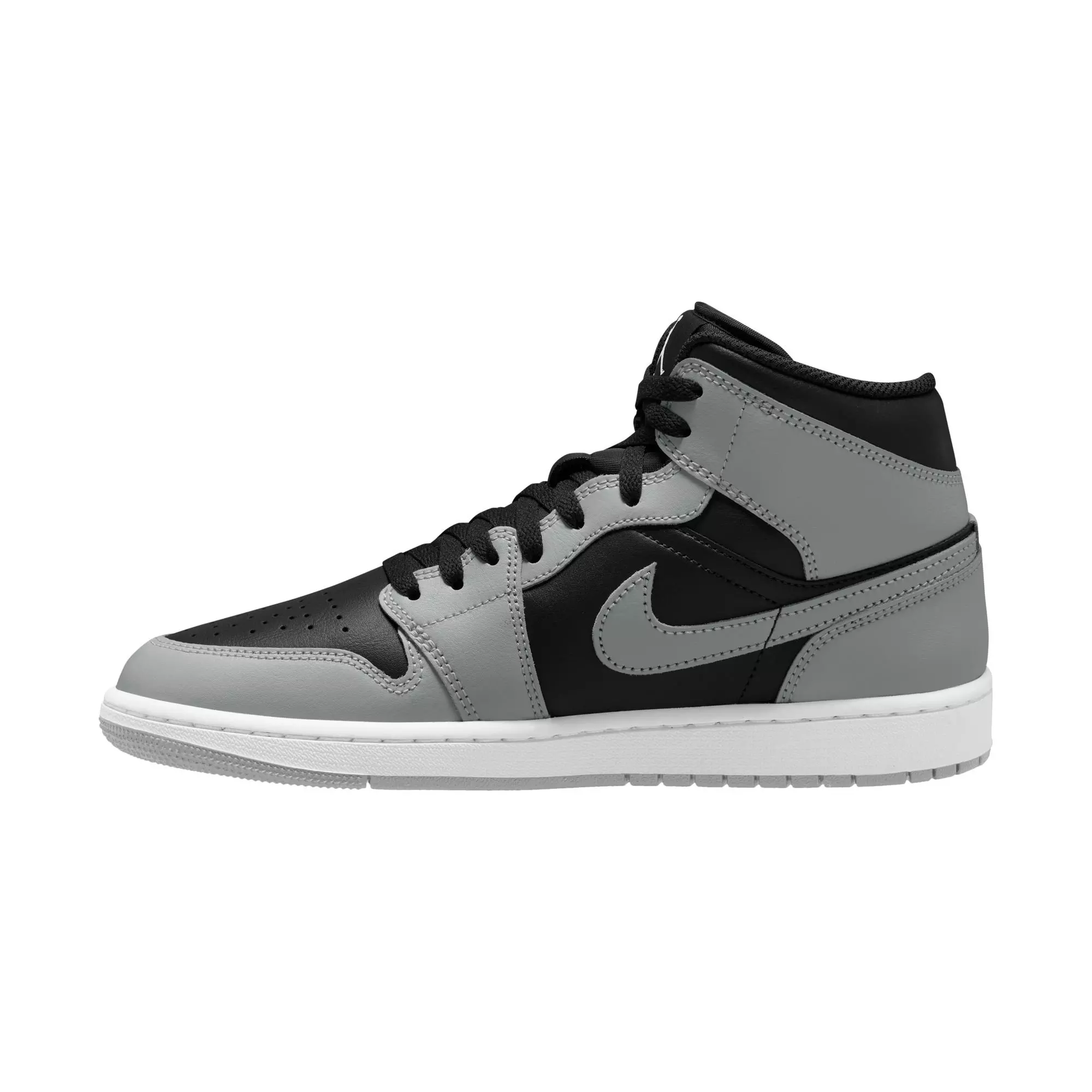 Jordan 1 Mid "Lt Smoke Grey/Black/White" Men's Shoe - BLACK/GREY/WHITE