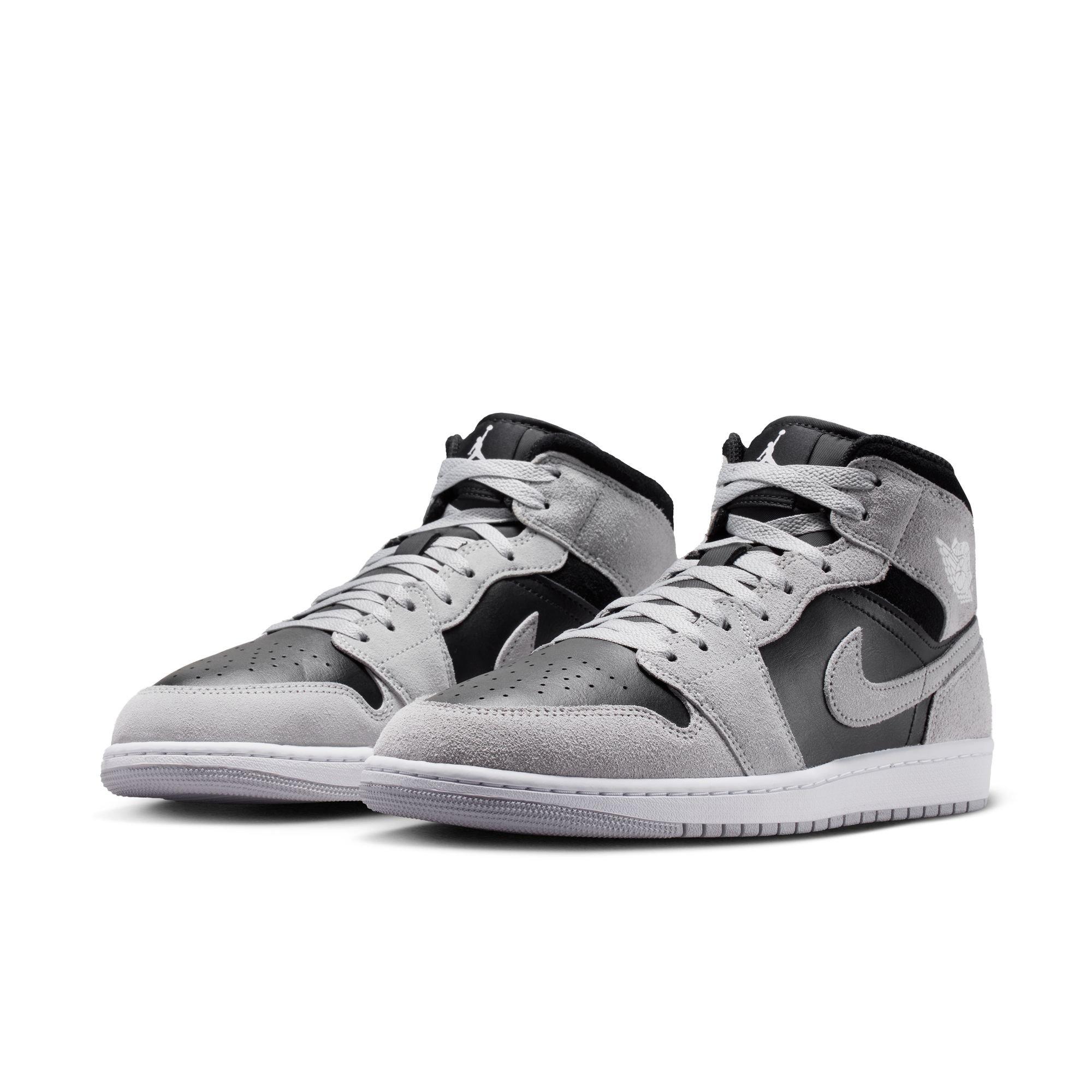 Jordan 1 Mid "Lt Smoke Grey/Black/White" Men's Shoe - BLACK/GREY/WHITE Thumbnail View 5