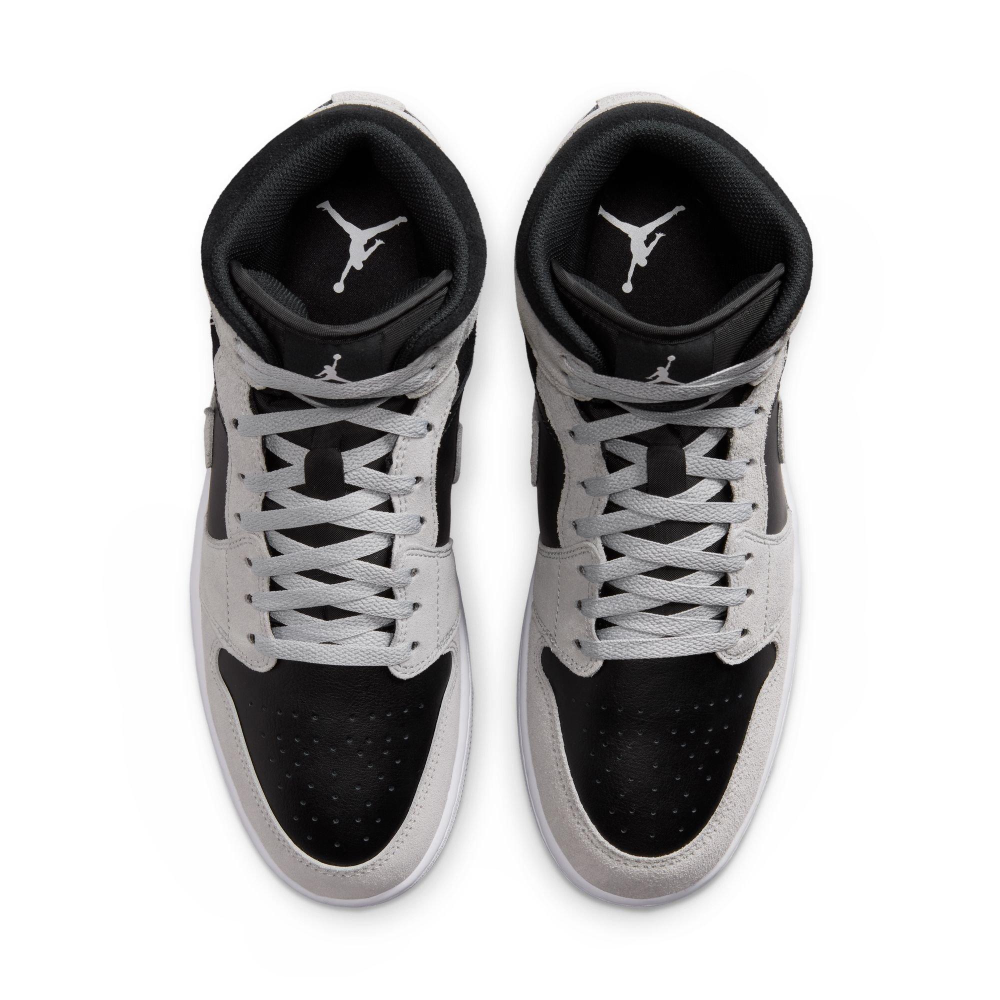 Jordan 1 Mid "Lt Smoke Grey/Black/White" Men's Shoe - BLACK/GREY/WHITE Thumbnail View 6