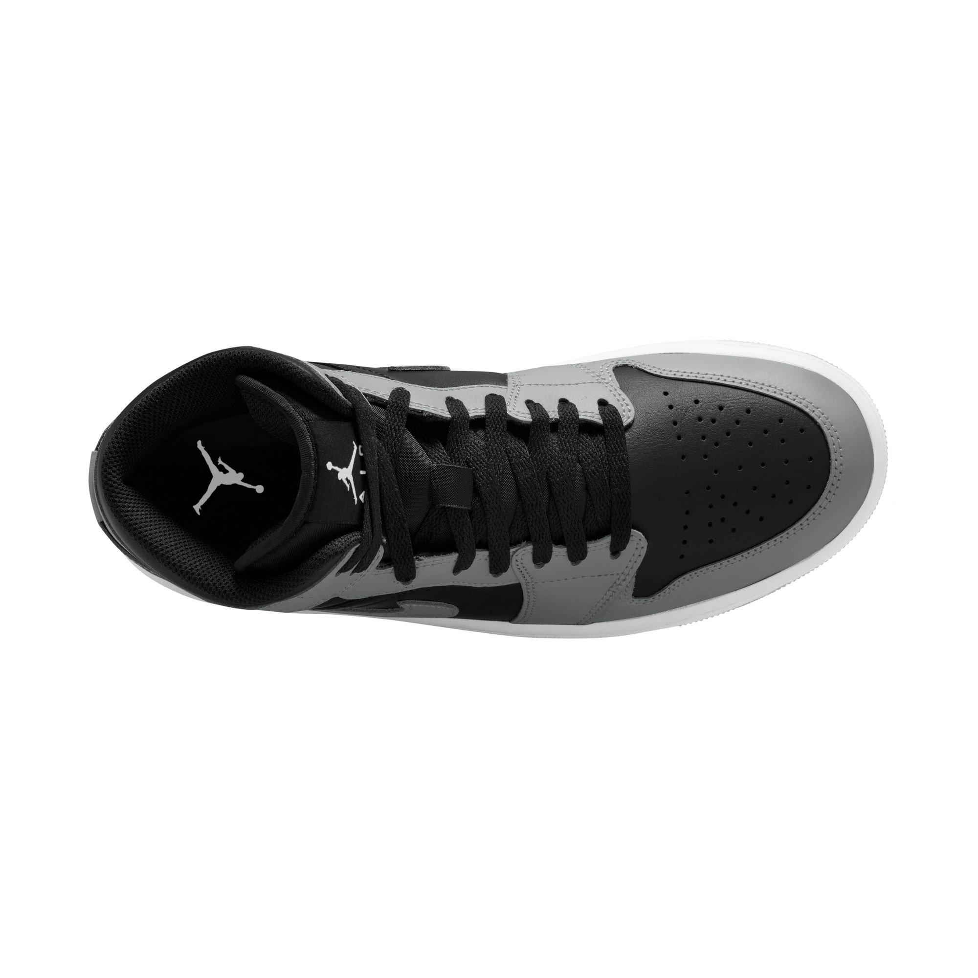 Jordan 1 Mid "Lt Smoke Grey/Black/White" Men's Shoe - BLACK/GREY/WHITE Thumbnail View 8
