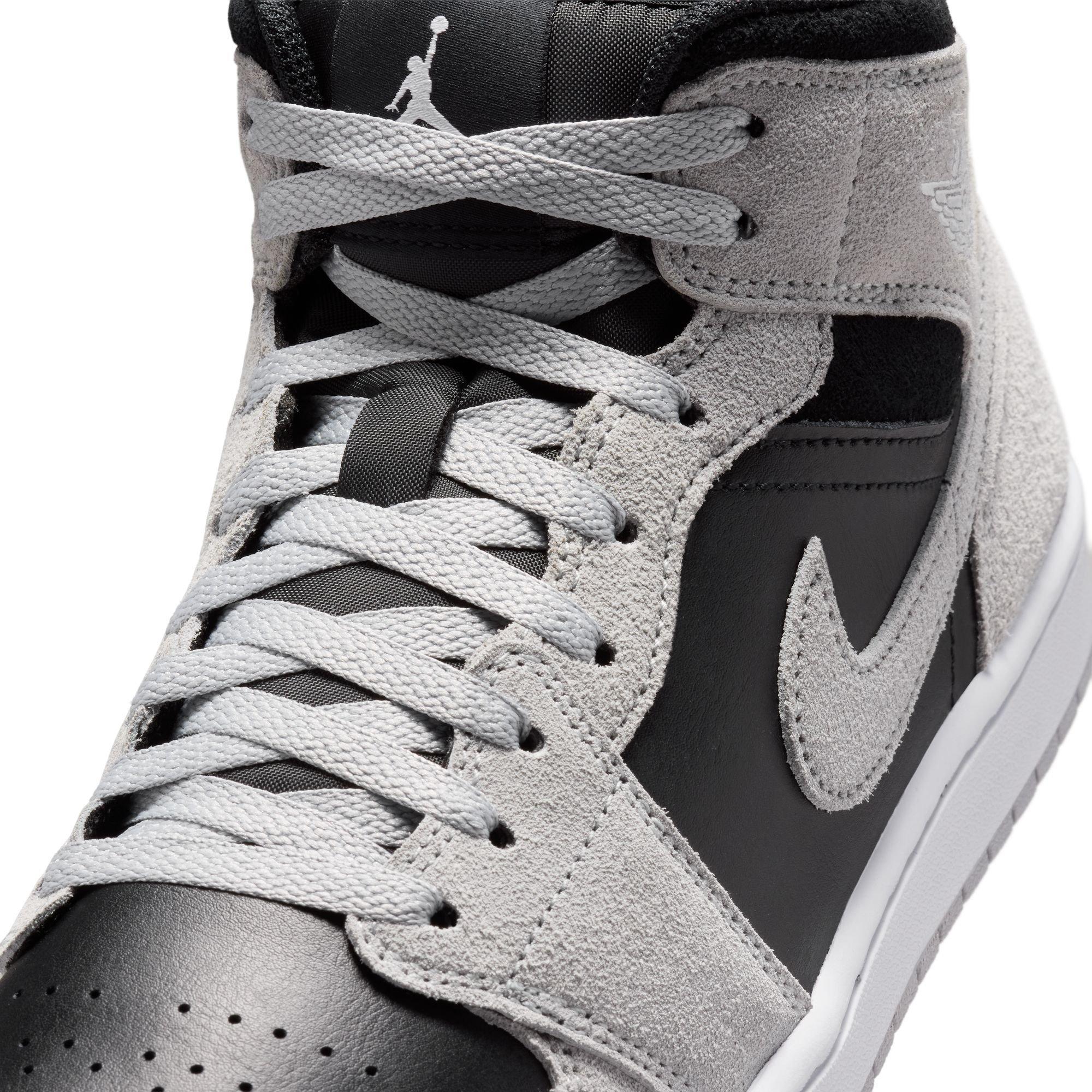 Jordan 1 Mid "Lt Smoke Grey/Black/White" Men's Shoe - BLACK/GREY/WHITE Thumbnail View 10