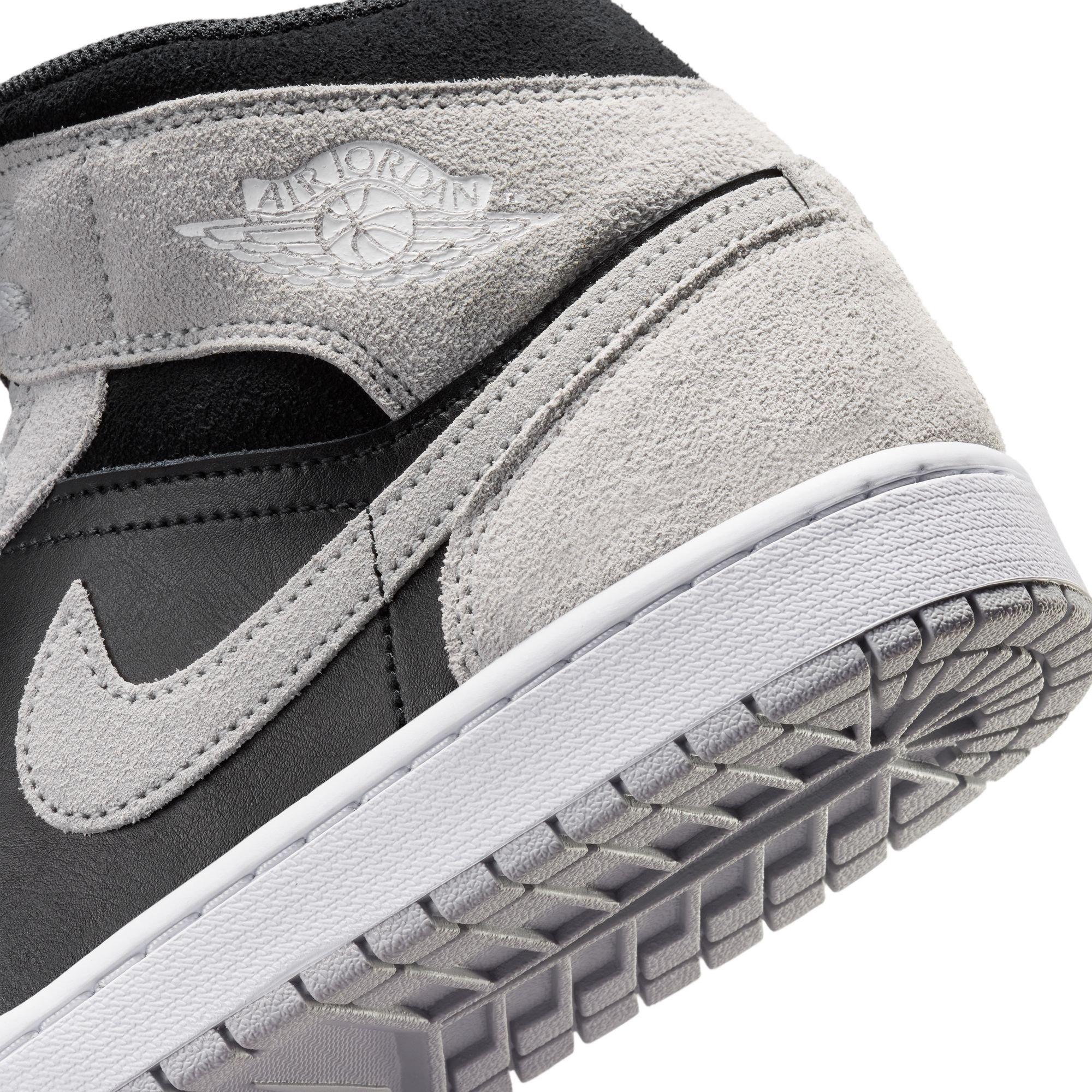 Jordan 1 Mid "Lt Smoke Grey/Black/White" Men's Shoe - BLACK/GREY/WHITE Thumbnail View 11