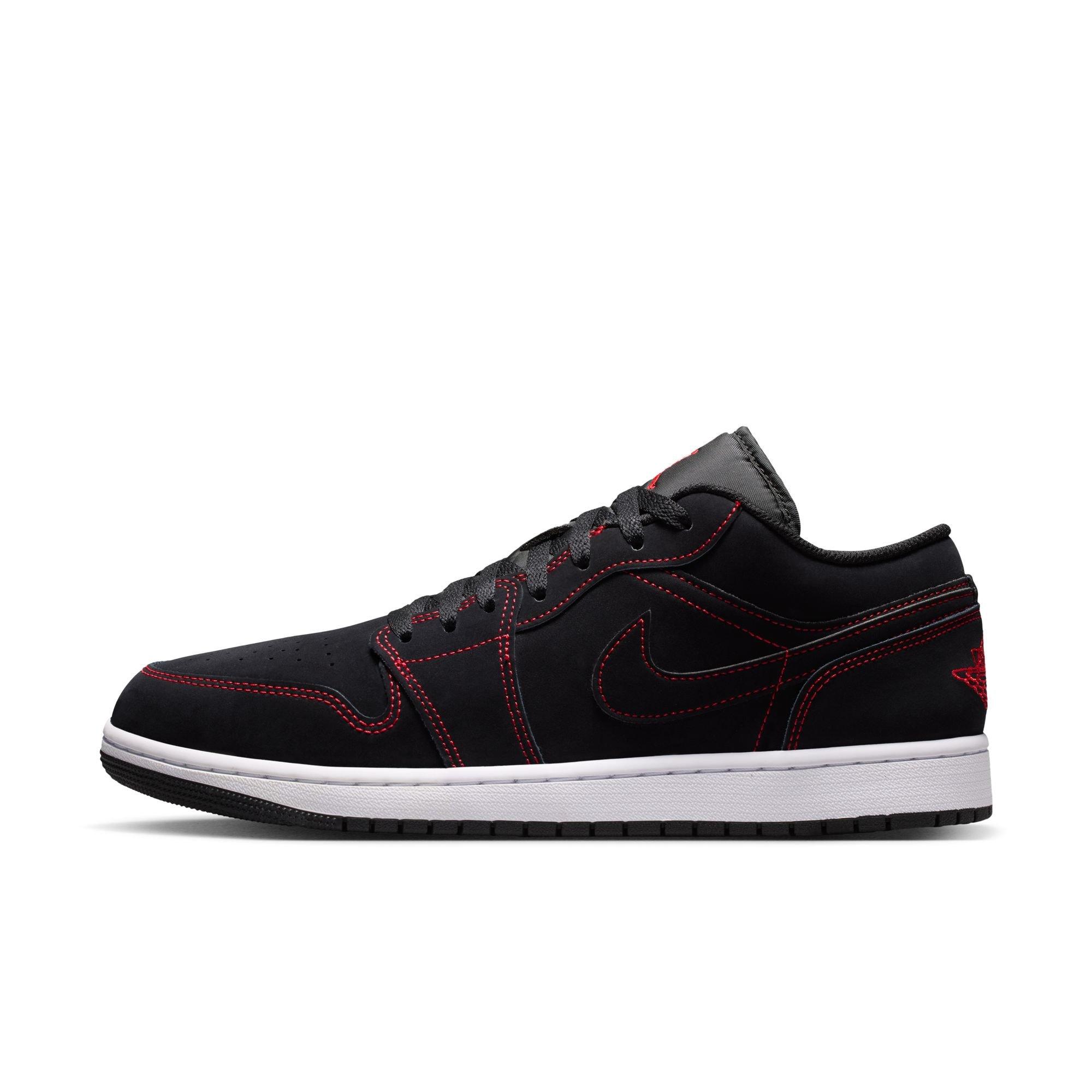 Jordan 1 Low "Black/University Red/White" Men's Shoe - BLACK/RED/WHITE Thumbnail View 3