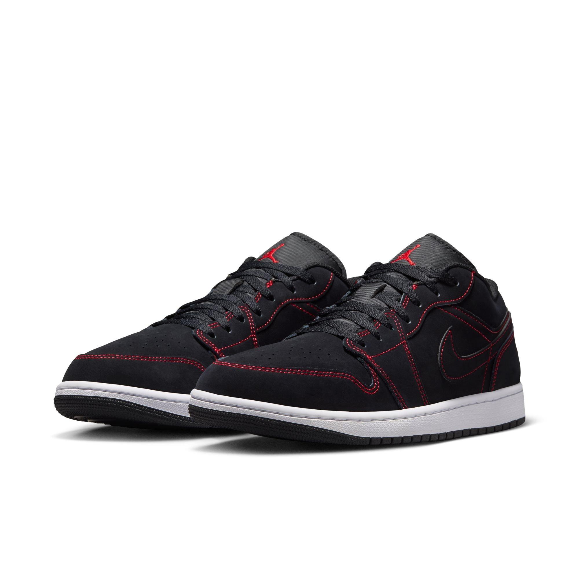 Jordan 1 Low "Black/University Red/White" Men's Shoe - BLACK/RED/WHITE Thumbnail View 5