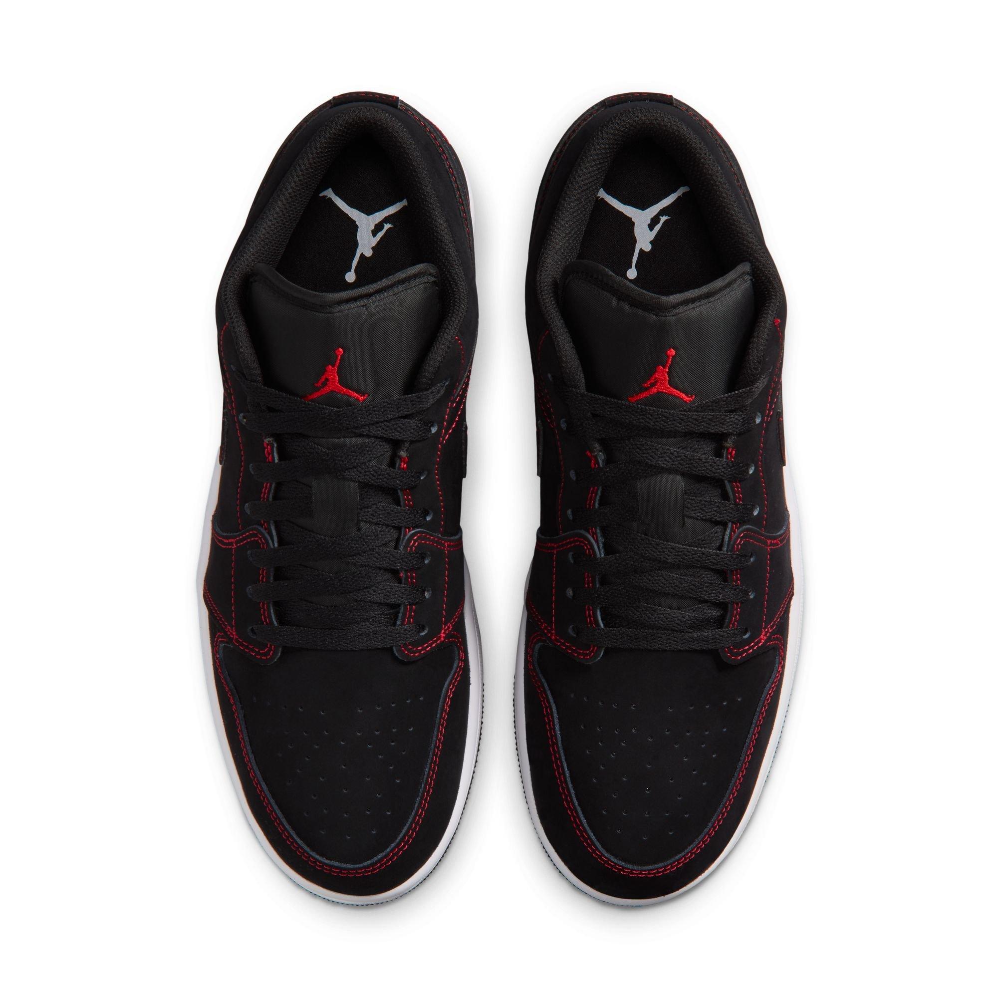 Jordan 1 Low "Black/University Red/White" Men's Shoe - BLACK/RED/WHITE Thumbnail View 6
