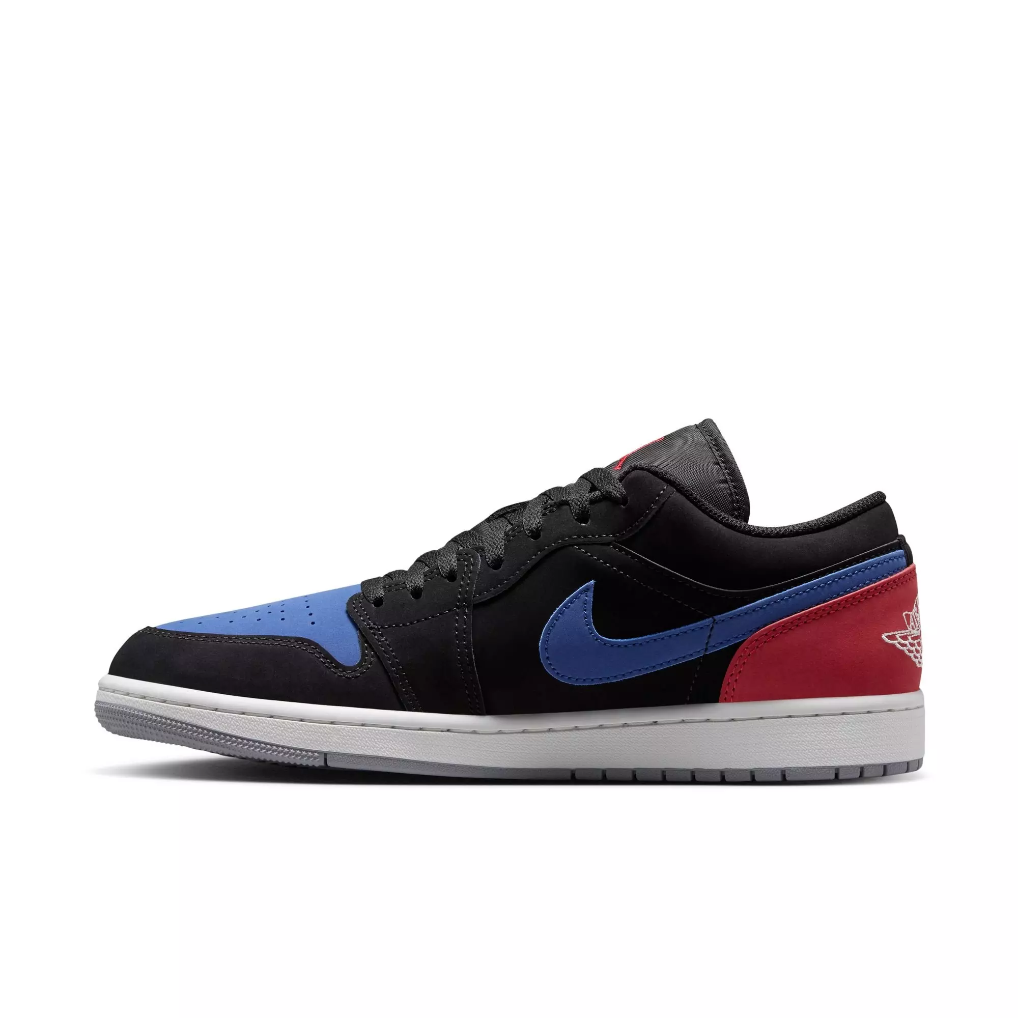 Jordan 1 Low "Black/Summit White/True Blue/Varsity Red" Men's Shoe - BLACK/RED/BLUE