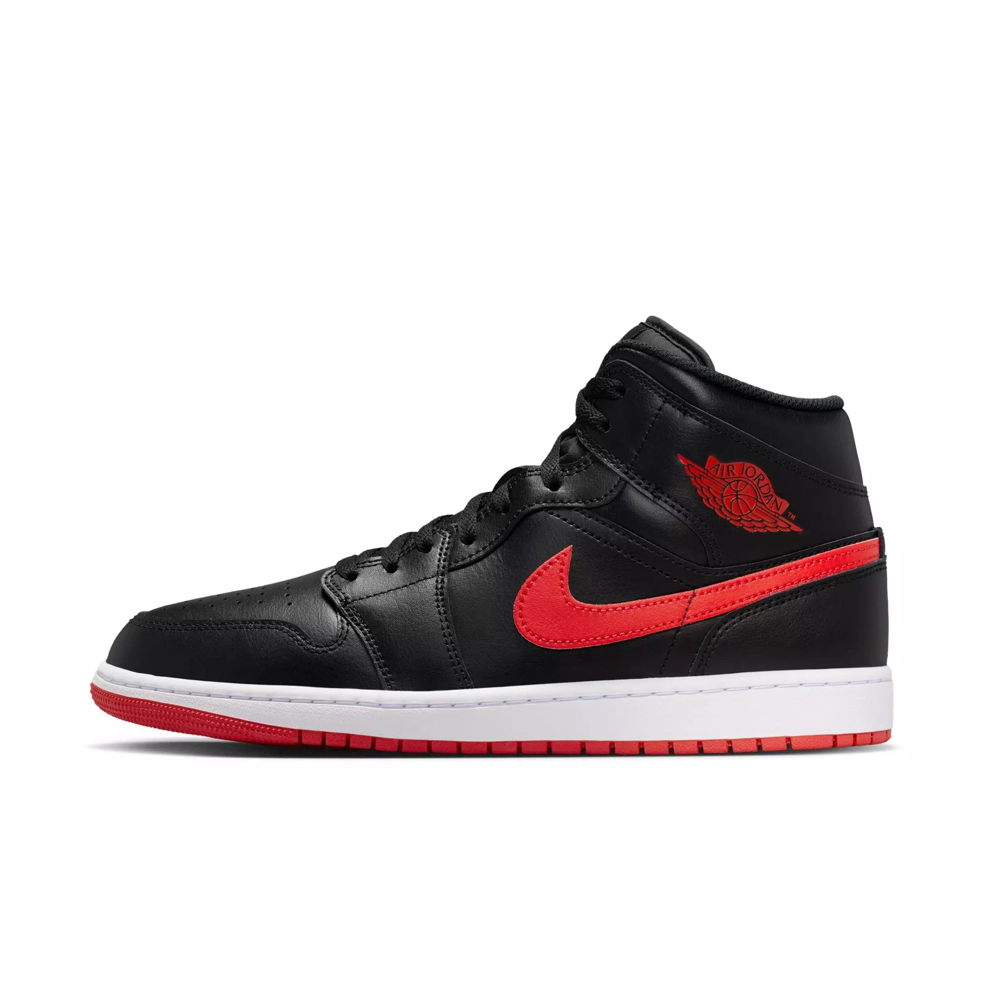 Jordan 1 Mid "Black/University Red/White" Men's Shoe - BLACK/RED/WHITE
