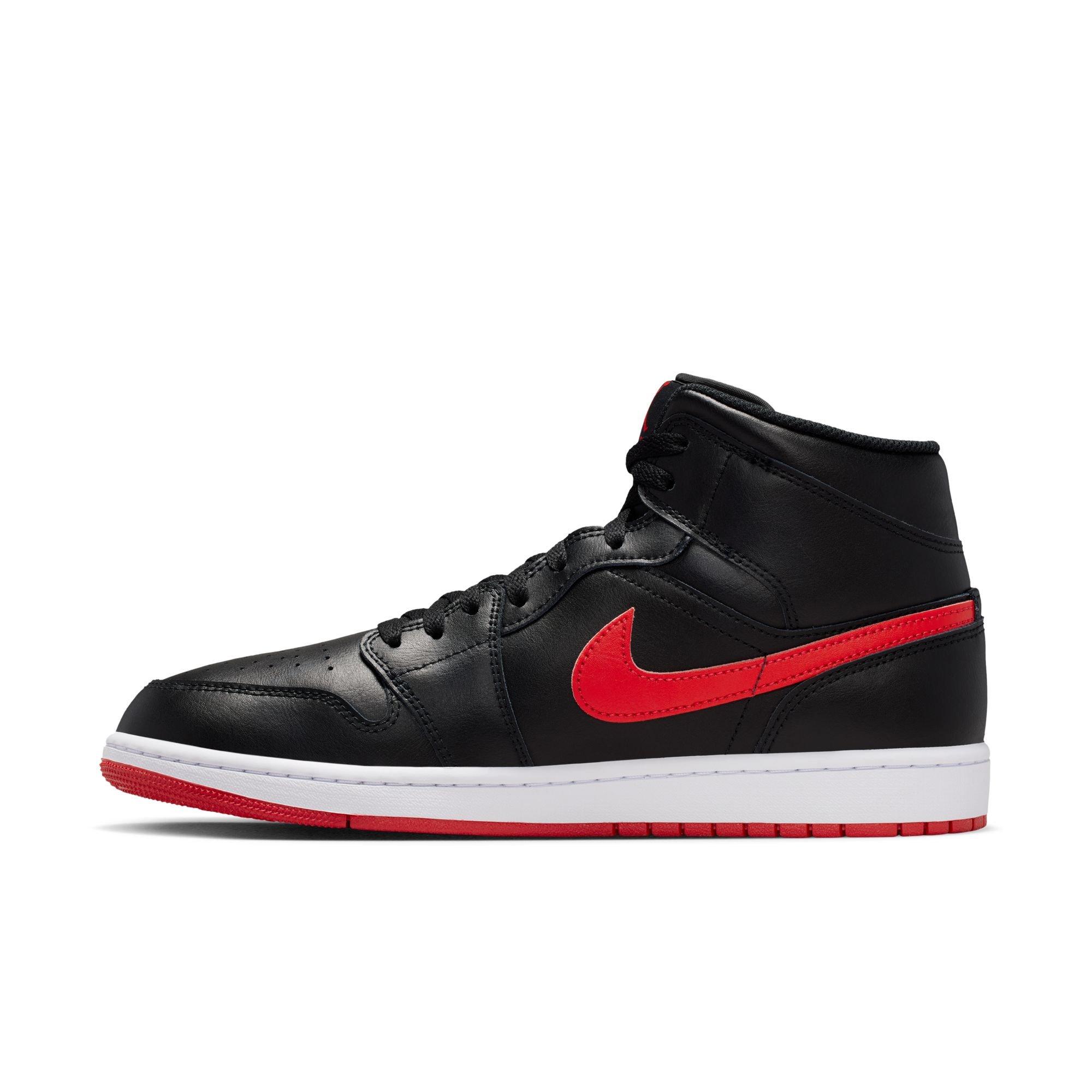 Jordan 1 Mid "Black/University Red/White" Men's Shoe - BLACK/RED/WHITE Thumbnail View 4