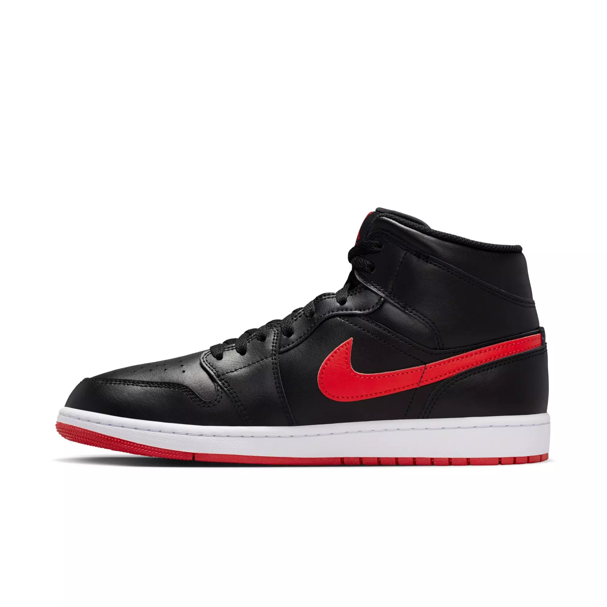 Jordan 1 Mid "Black/University Red/White" Men's Shoe - BLACK/RED/WHITE