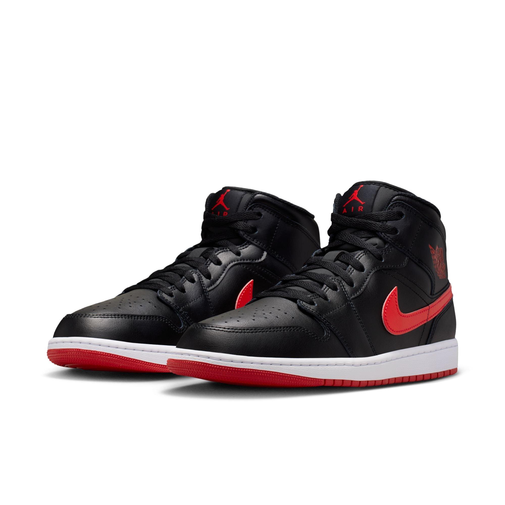 Jordan 1 Mid "Black/University Red/White" Men's Shoe - BLACK/RED/WHITE Thumbnail View 5
