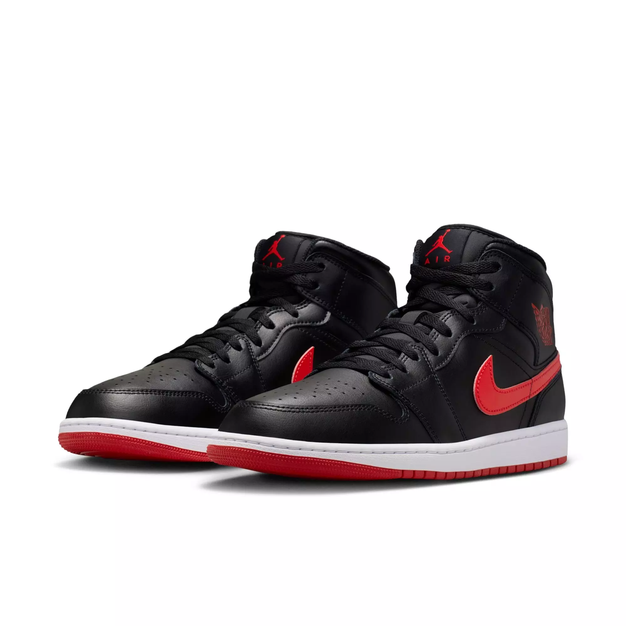 Jordan 1 Mid "Black/University Red/White" Men's Shoe - BLACK/RED/WHITE