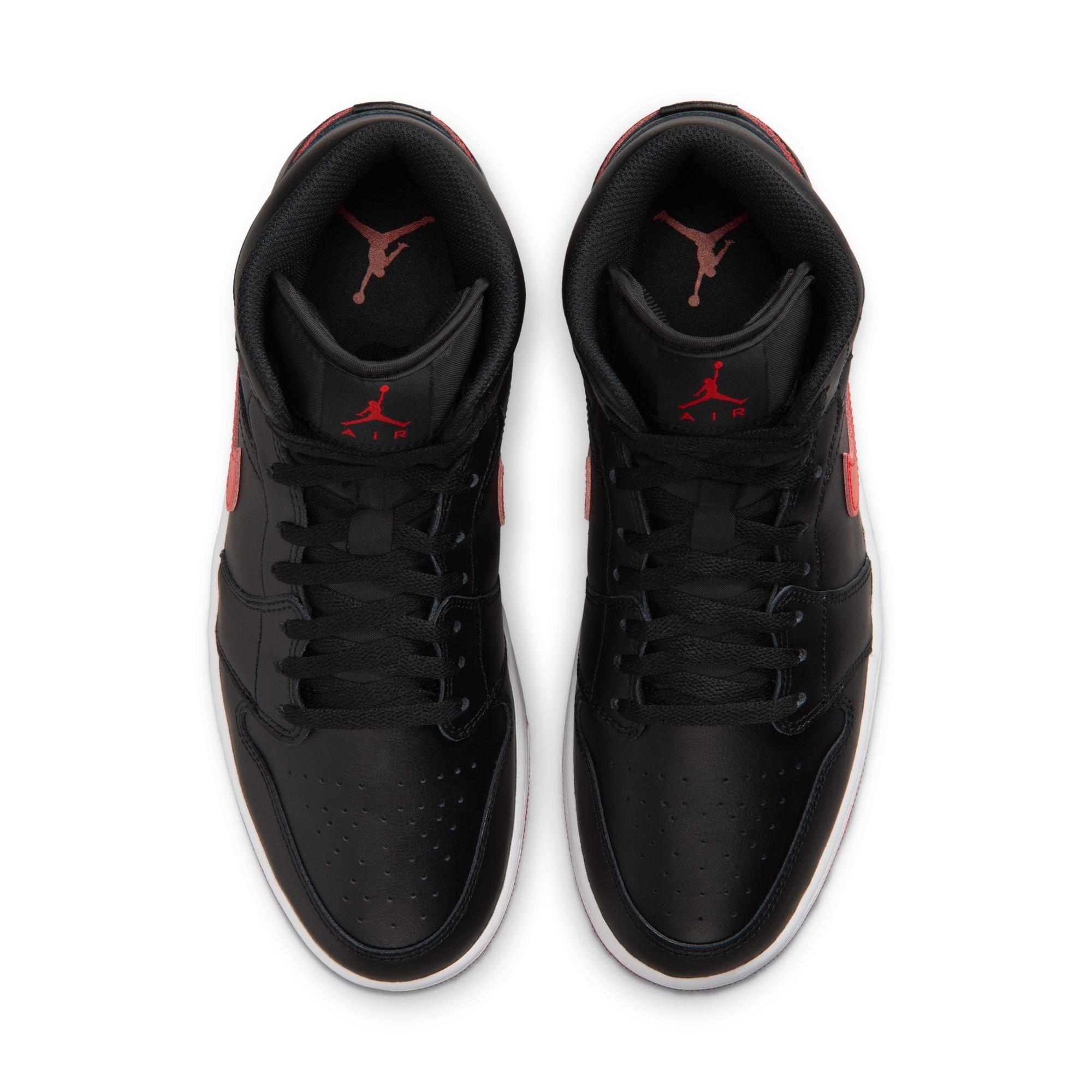Jordan 1 Mid "Black/University Red/White" Men's Shoe - BLACK/RED/WHITE Thumbnail View 6