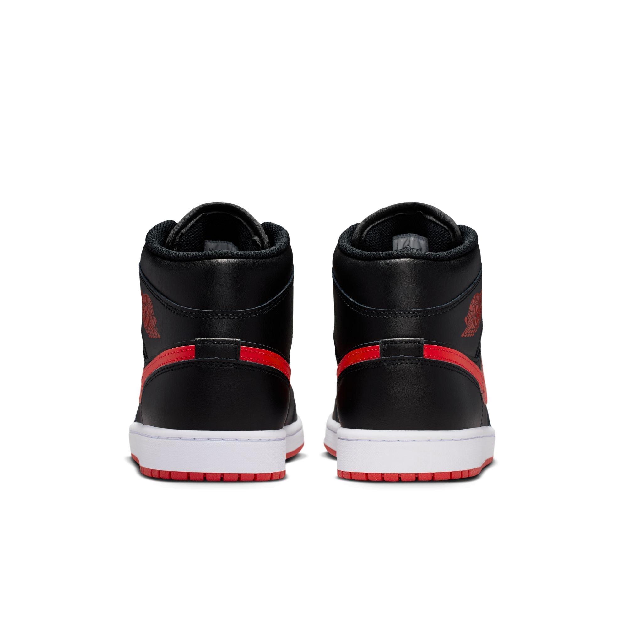 Jordan 1 Mid "Black/University Red/White" Men's Shoe - BLACK/RED/WHITE Thumbnail View 7