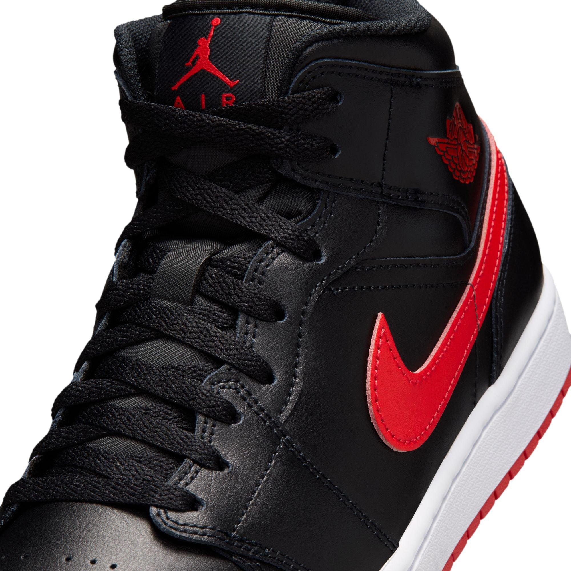 Jordan 1 Mid "Black/University Red/White" Men's Shoe - BLACK/RED/WHITE Thumbnail View 10