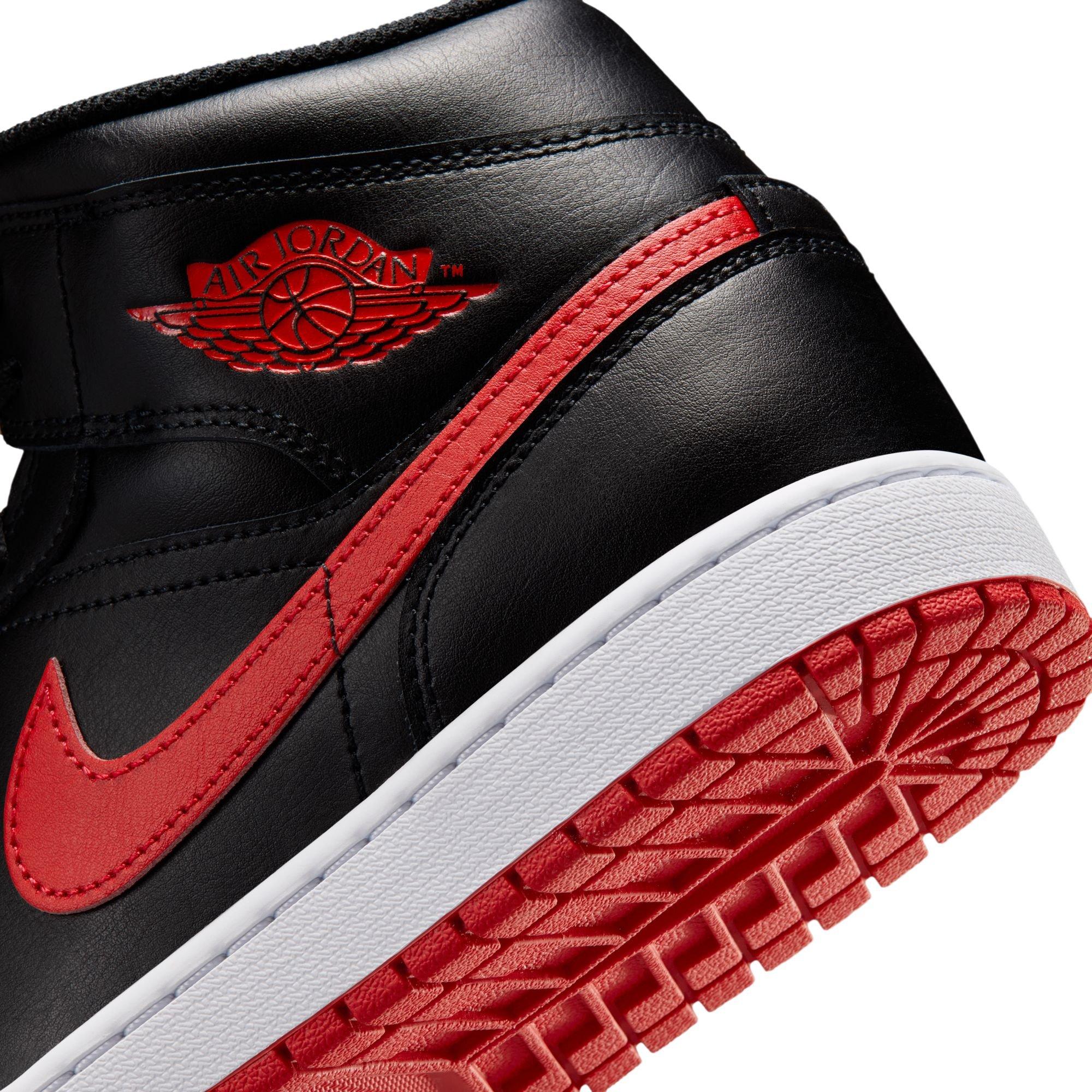 Jordan 1 Mid "Black/University Red/White" Men's Shoe - BLACK/RED/WHITE Thumbnail View 11