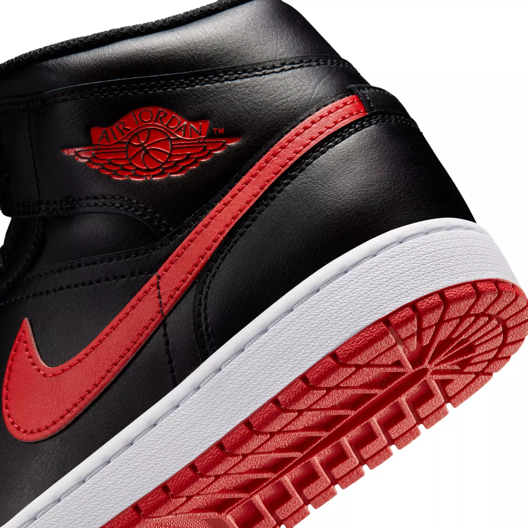 Jordan 1 Mid "Black/University Red/White" Men's Shoe - BLACK/RED/WHITE