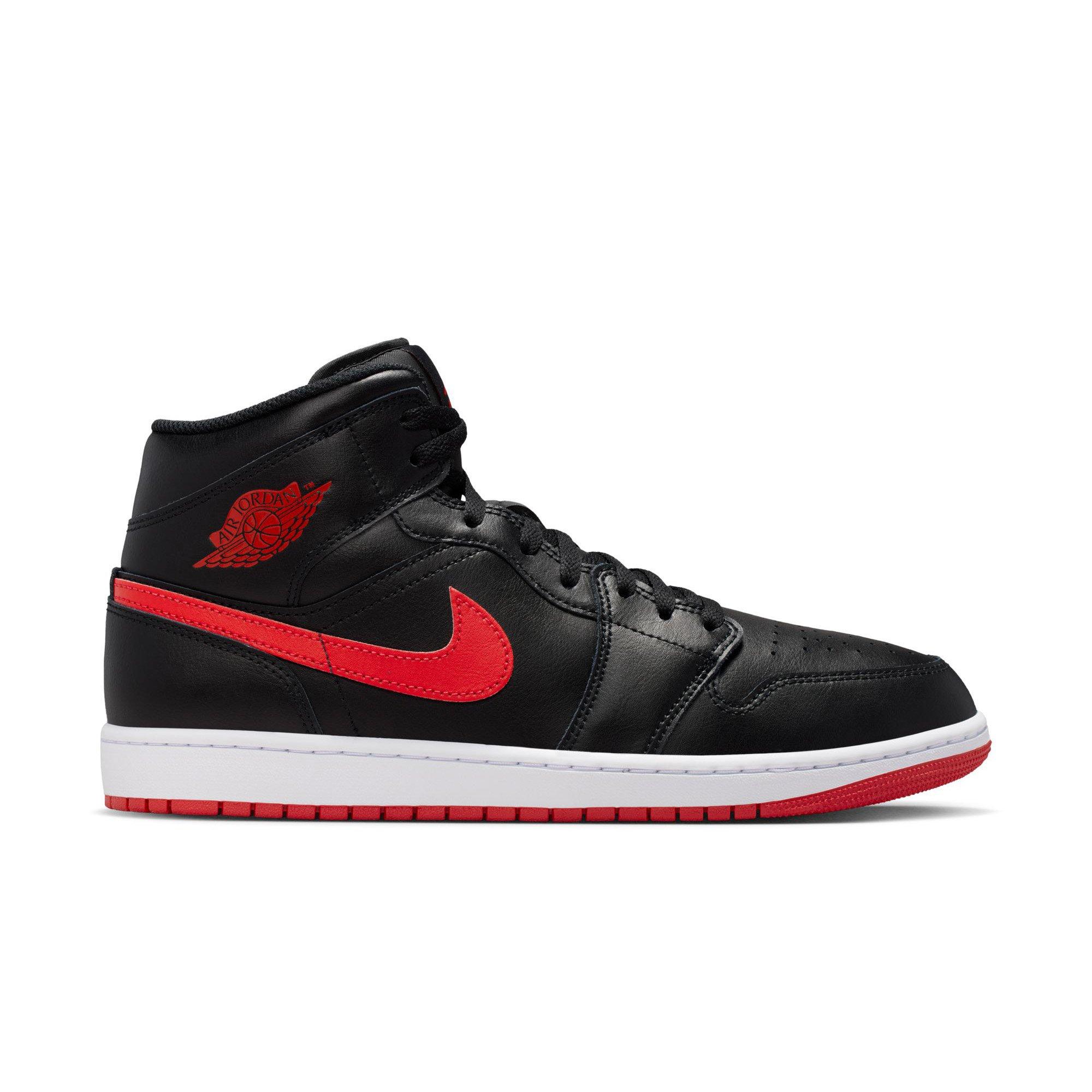 Jordan 1 Mid "Black/University Red/White" Men's Shoe - BLACK/RED/WHITE Thumbnail View 1