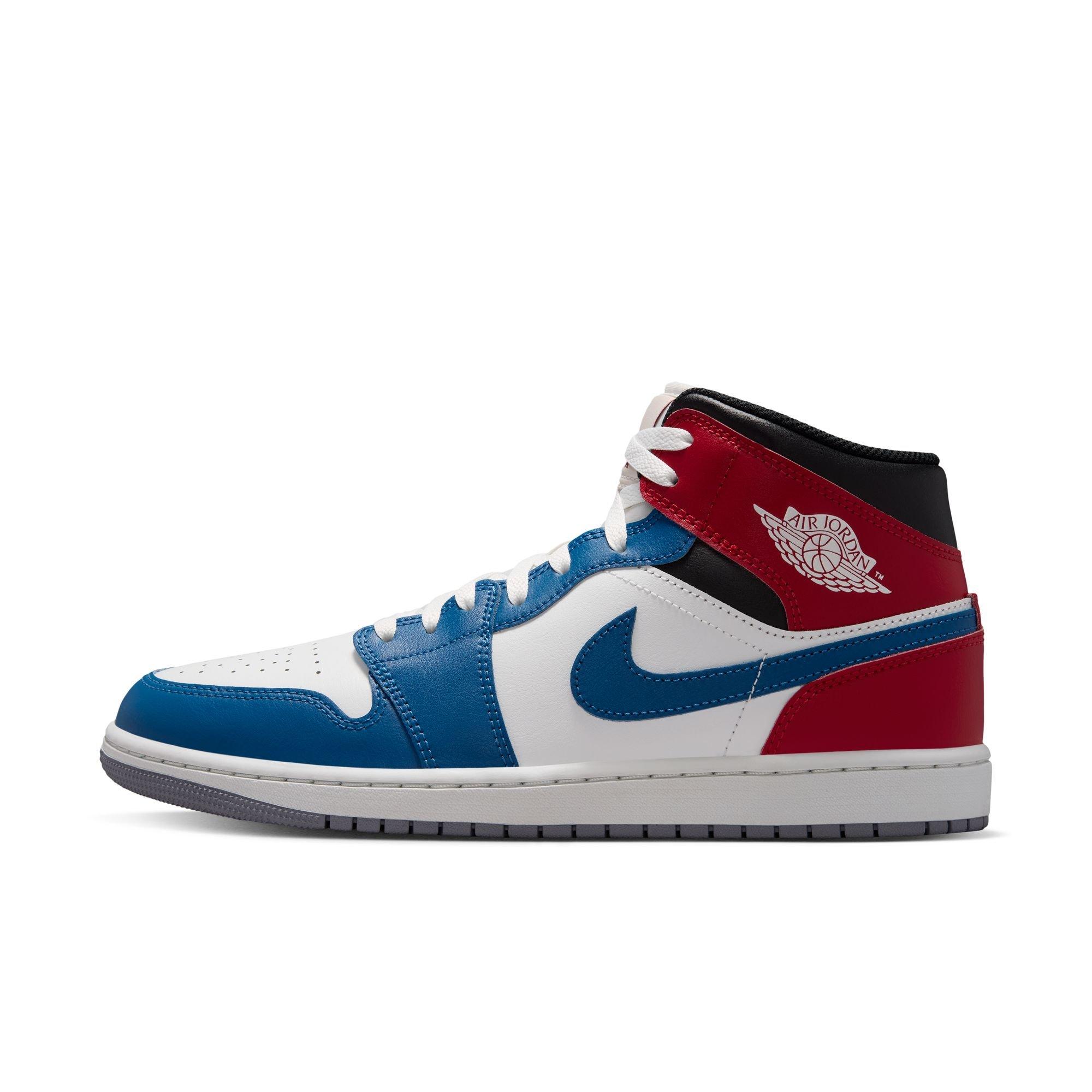 Jordan 1 Mid "True Blue/Summit White/Varsity Red/Black" Men's Shoe - BLUE/RED Thumbnail View 3