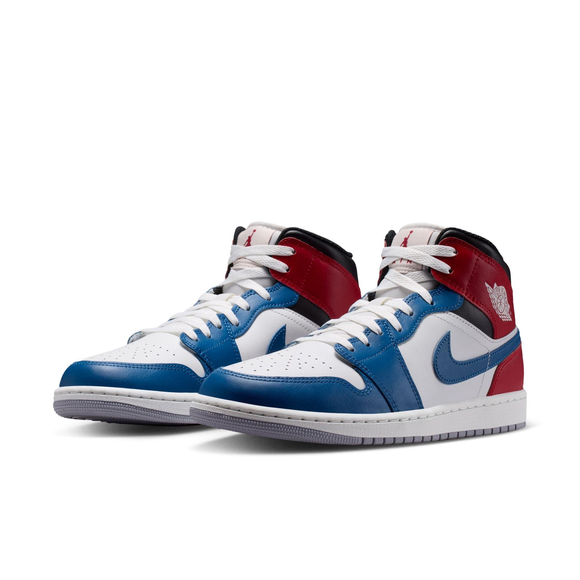 Jordan 1 Mid "True Blue/Summit White/Varsity Red/Black" Men's Shoe - BLUE/RED Thumbnail View 5