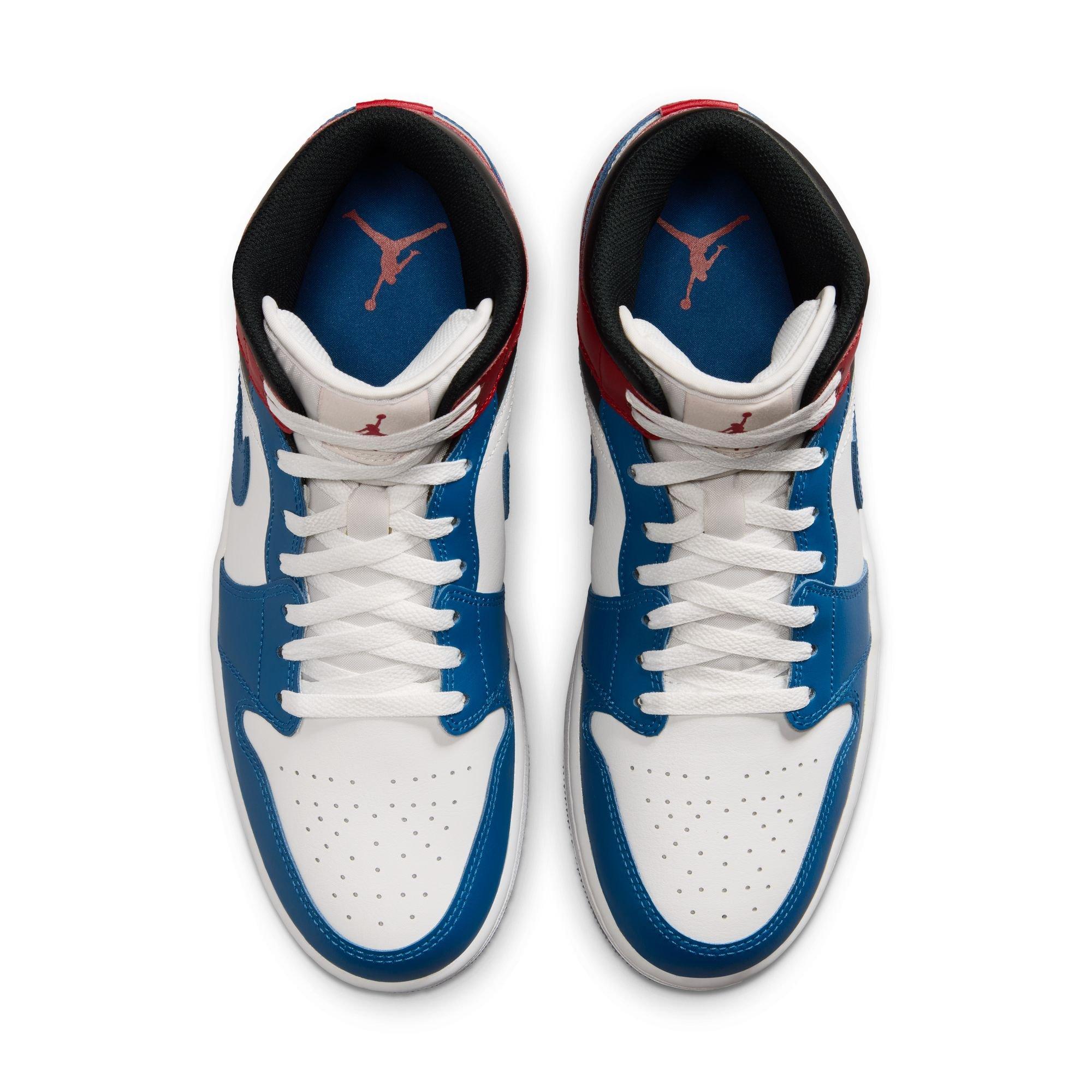 Jordan 1 Mid "True Blue/Summit White/Varsity Red/Black" Men's Shoe - BLUE/RED Thumbnail View 6