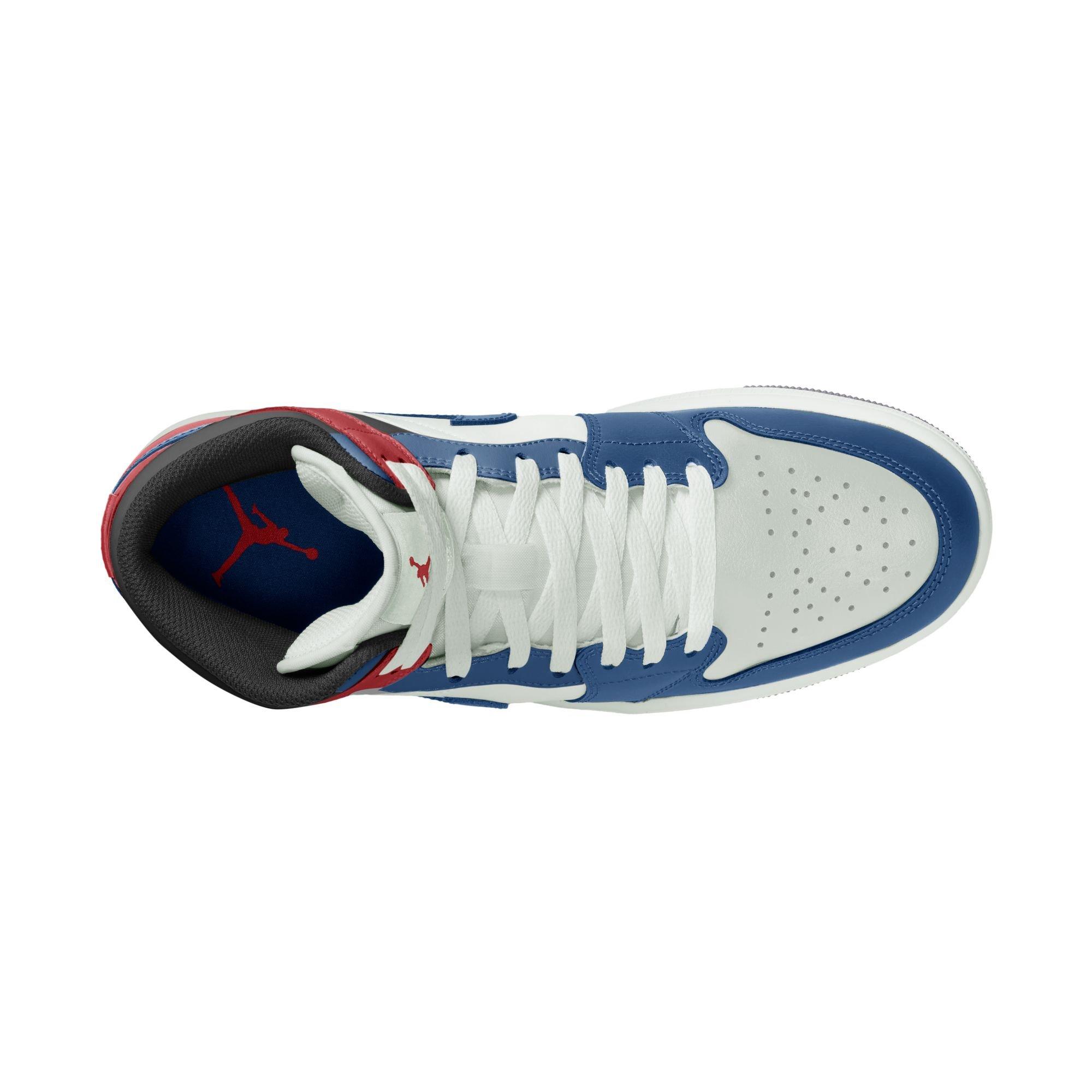Jordan 1 Mid "True Blue/Summit White/Varsity Red/Black" Men's Shoe - BLUE/RED Thumbnail View 8